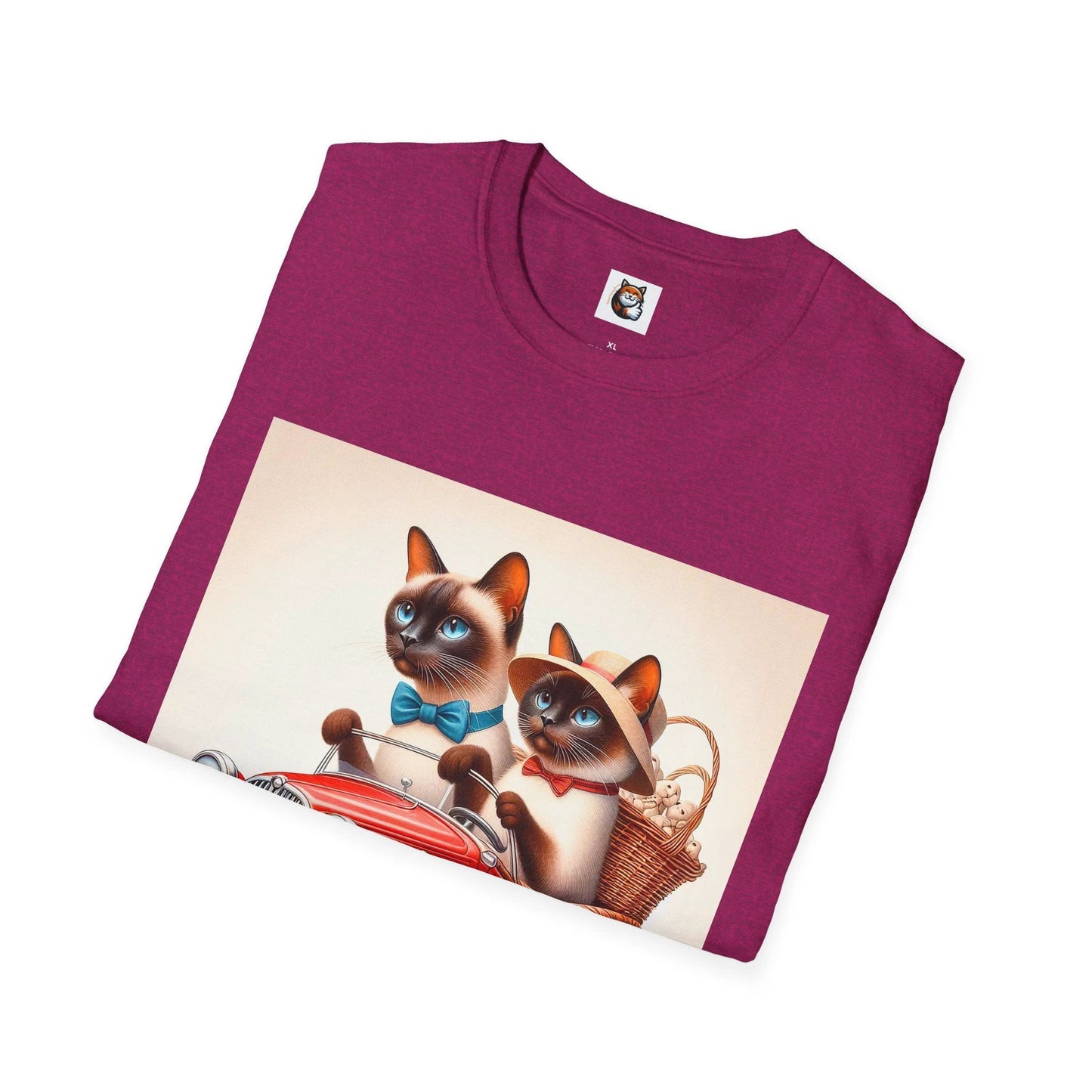 Wacky Siamese Cat red car by Printify