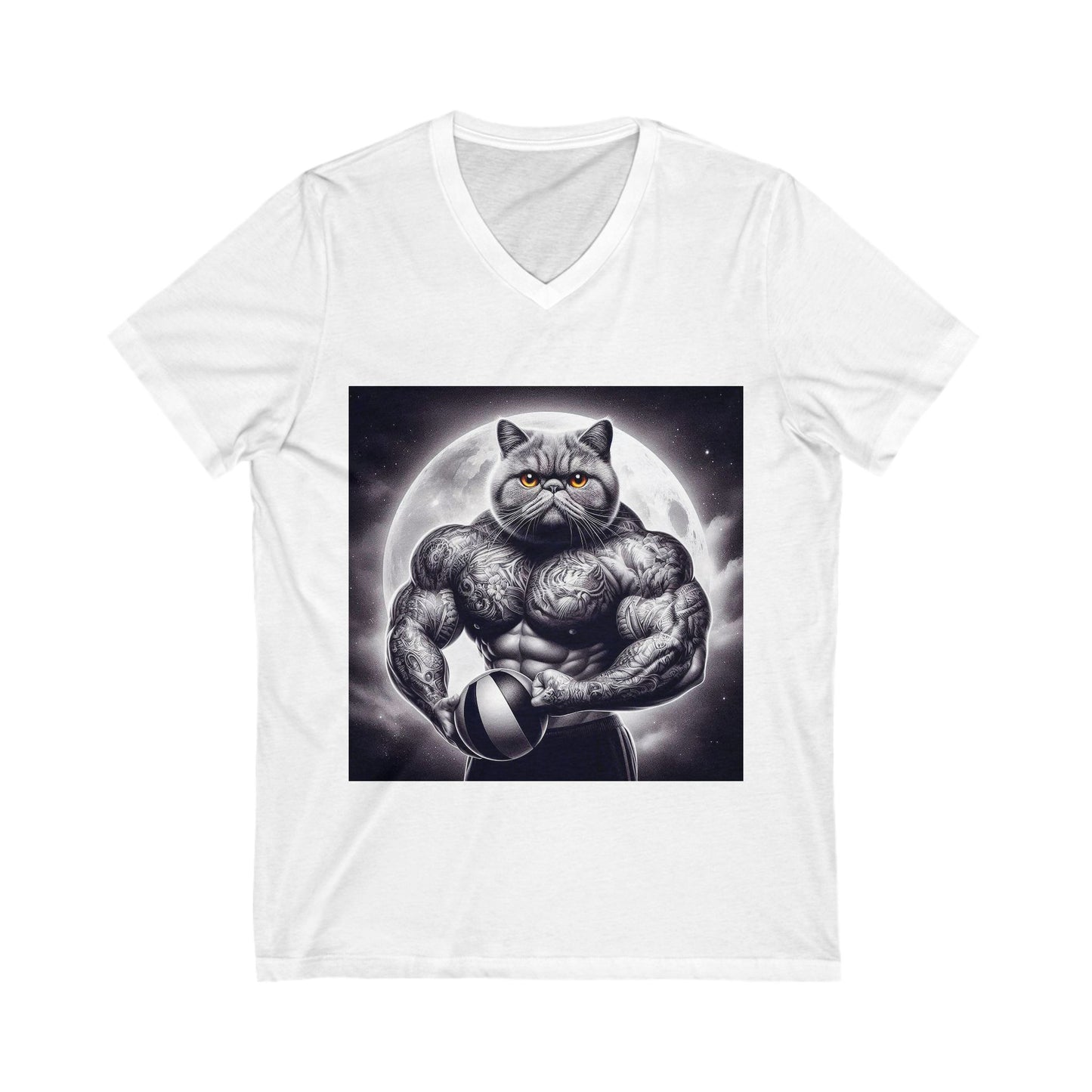 Exotic Shorthair Cat Unisex Jersey Short Sleeve V-Neck Tee