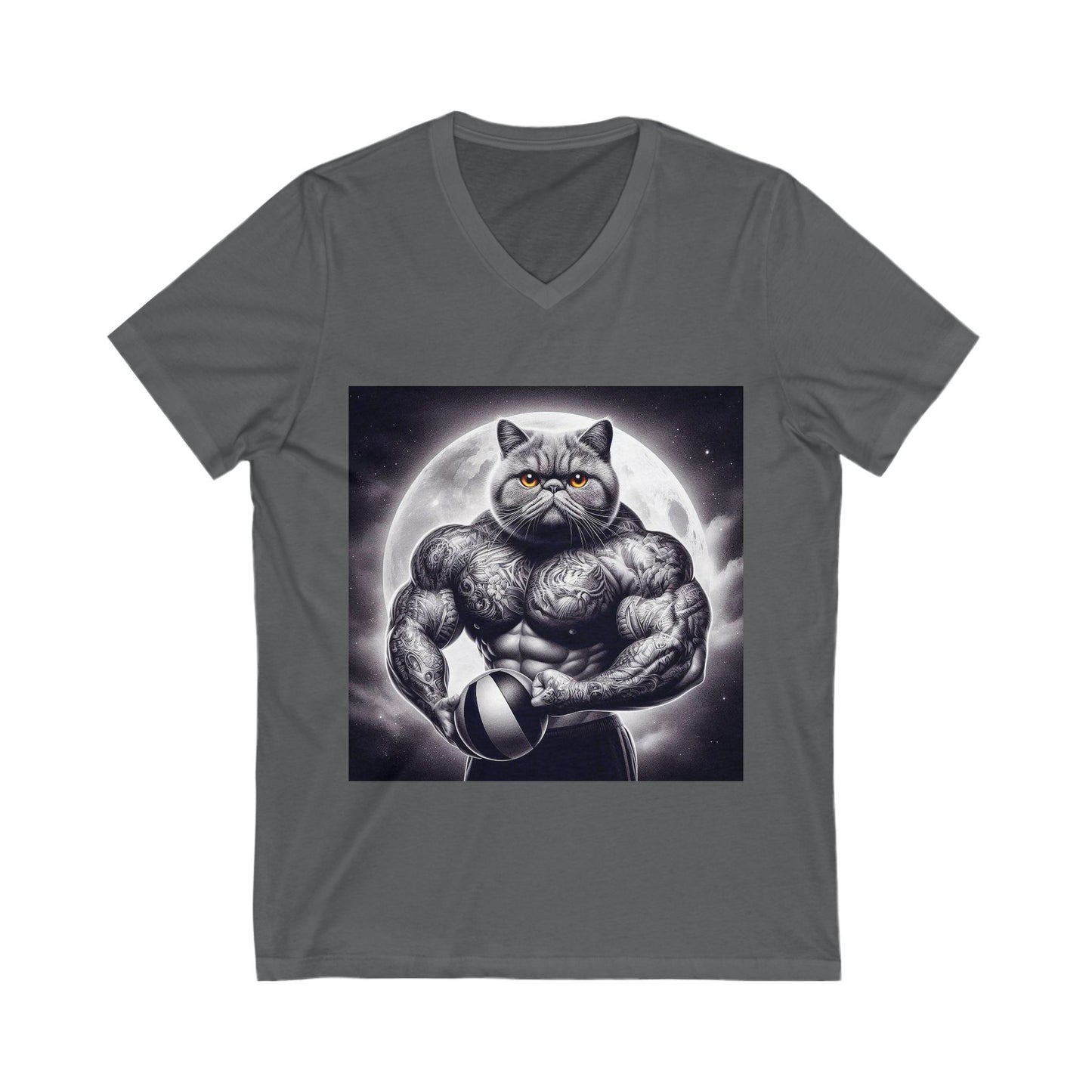 Exotic Shorthair Cat Unisex Jersey Short Sleeve V-Neck Tee
