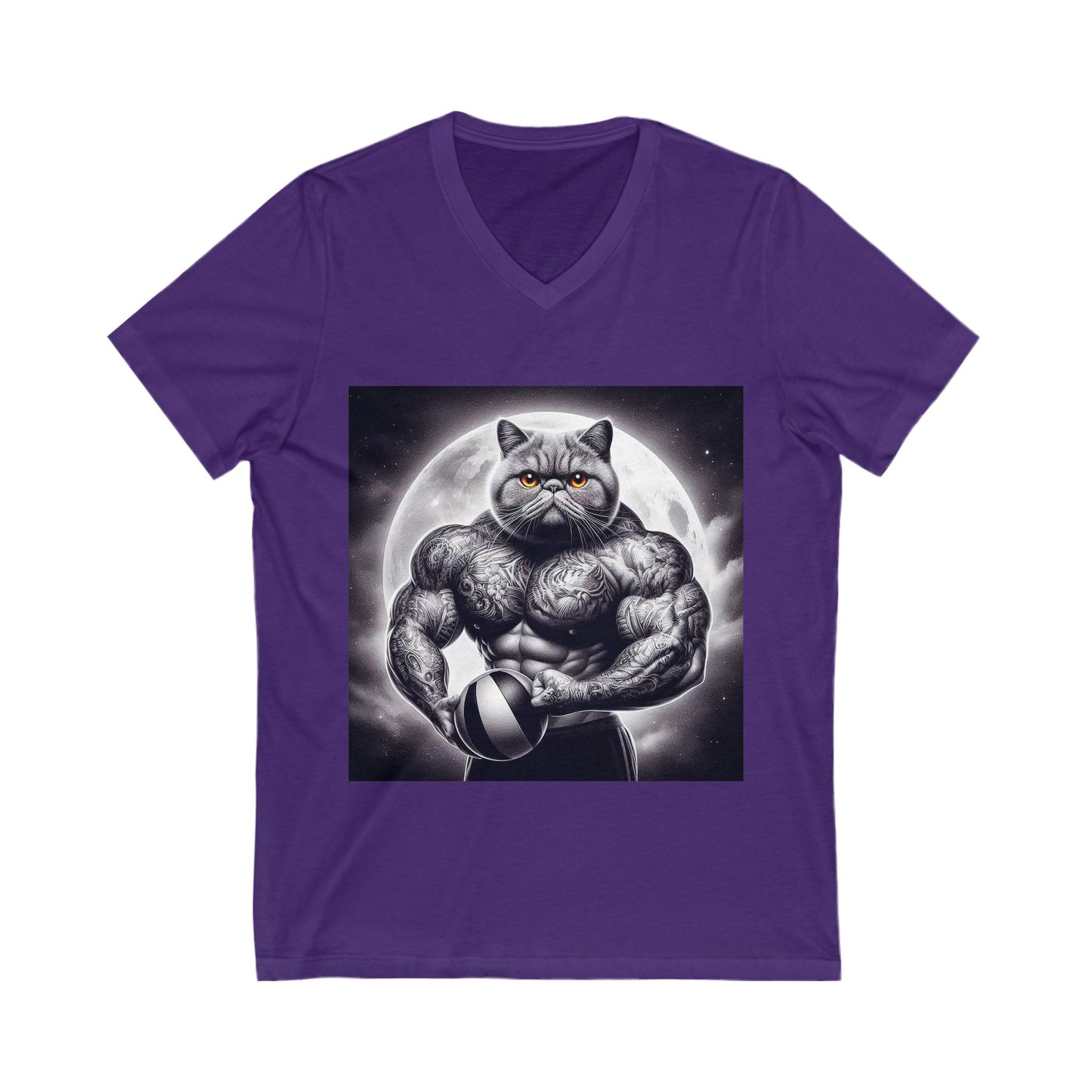 Exotic Shorthair Cat Unisex Jersey Short Sleeve V-Neck Tee