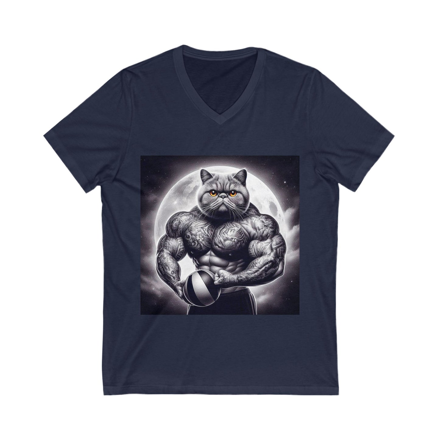 Exotic Shorthair Cat Unisex Jersey Short Sleeve V-Neck Tee