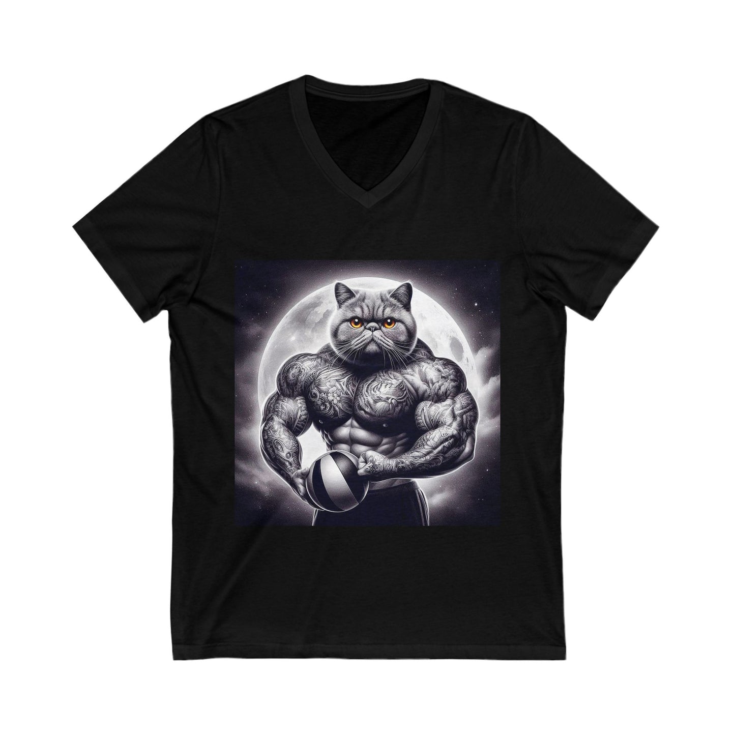Exotic Shorthair Cat Unisex Jersey Short Sleeve V-Neck Tee