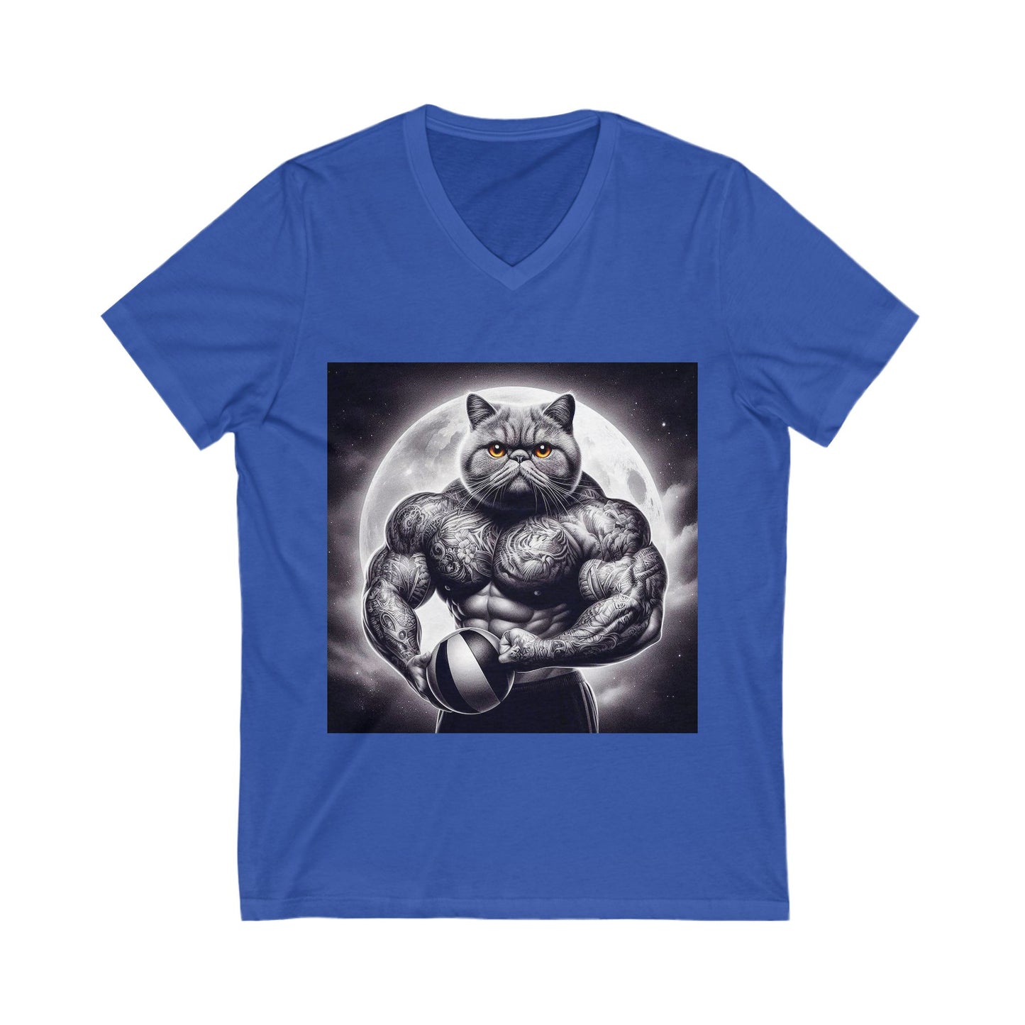 Exotic Shorthair Cat Unisex Jersey Short Sleeve V-Neck Tee
