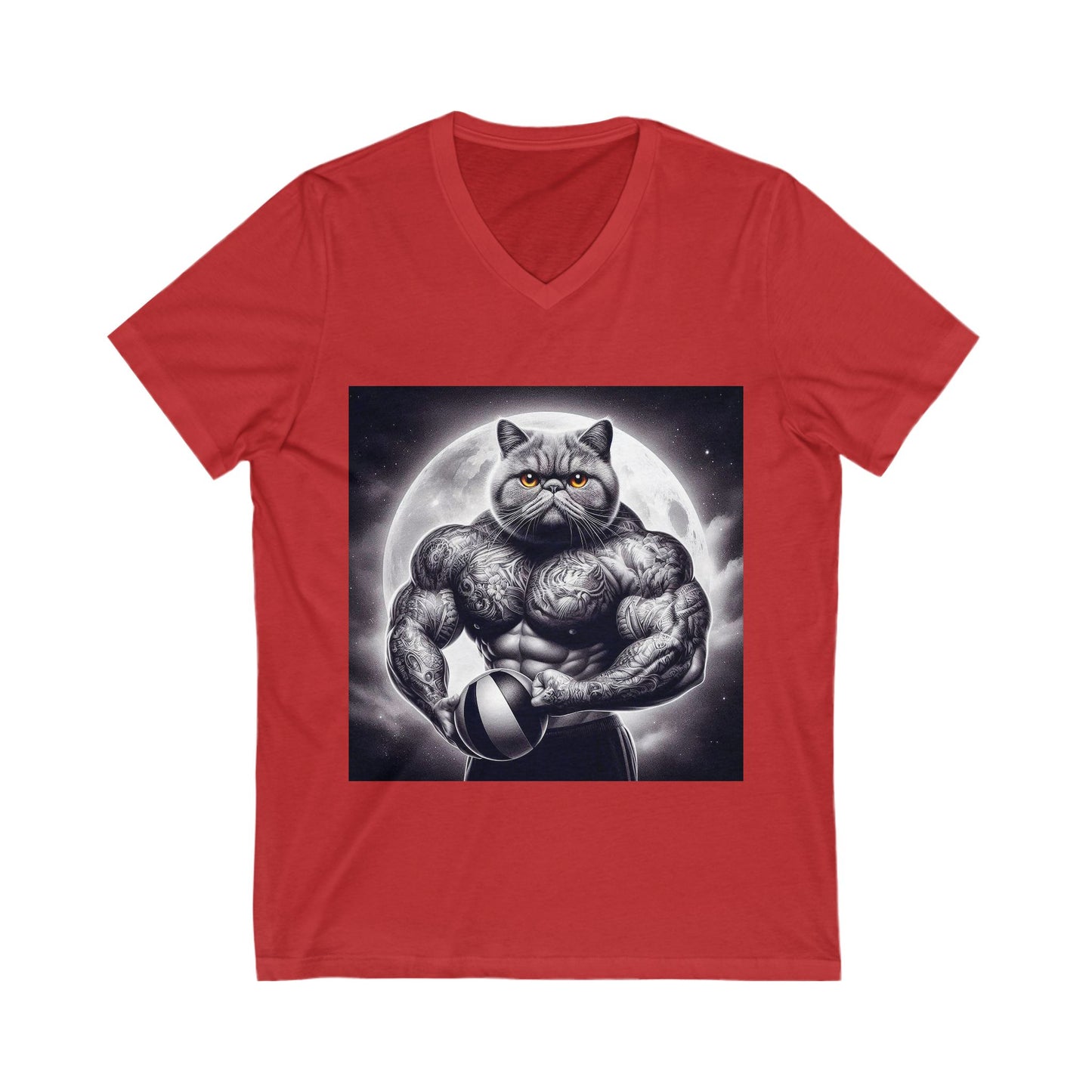 Exotic Shorthair Cat Unisex Jersey Short Sleeve V-Neck Tee
