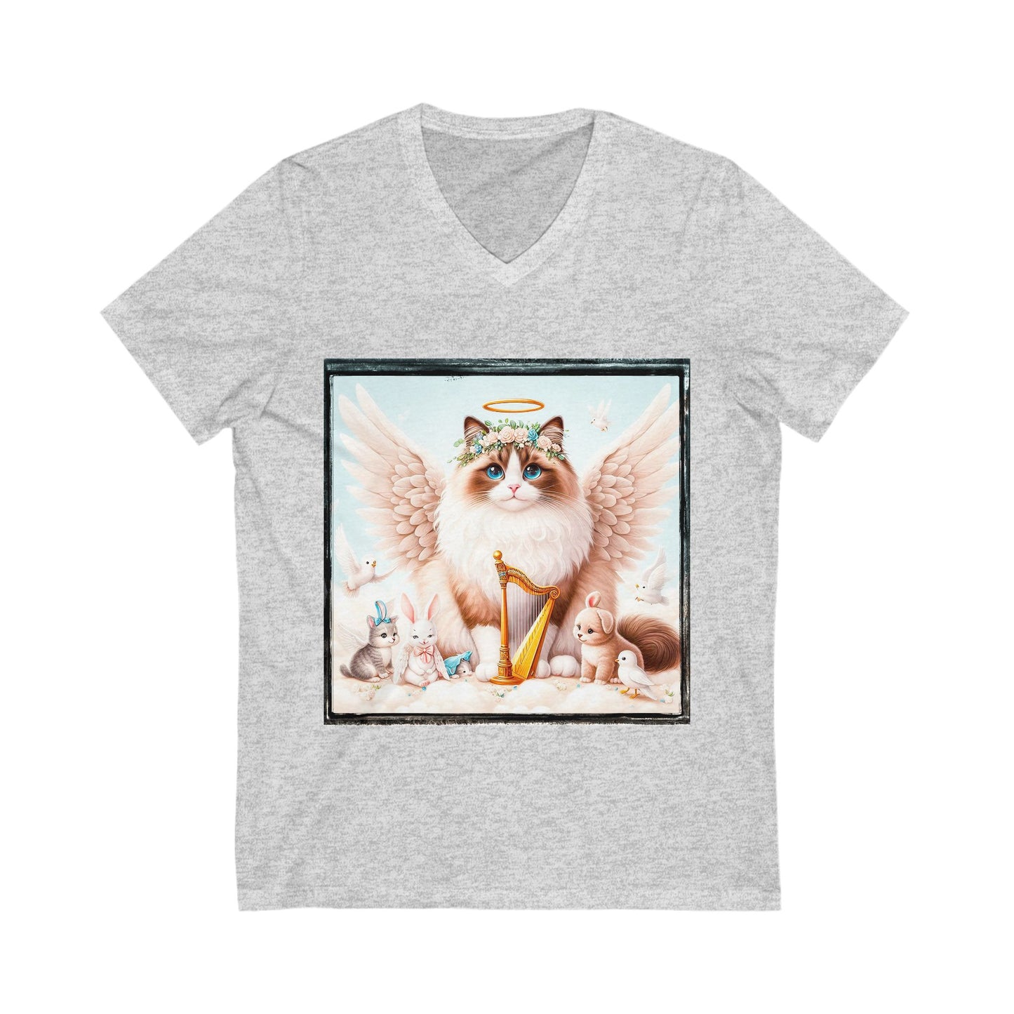 Ragdoll Cat Unisex Jersey Short Sleeve V-Neck Tee