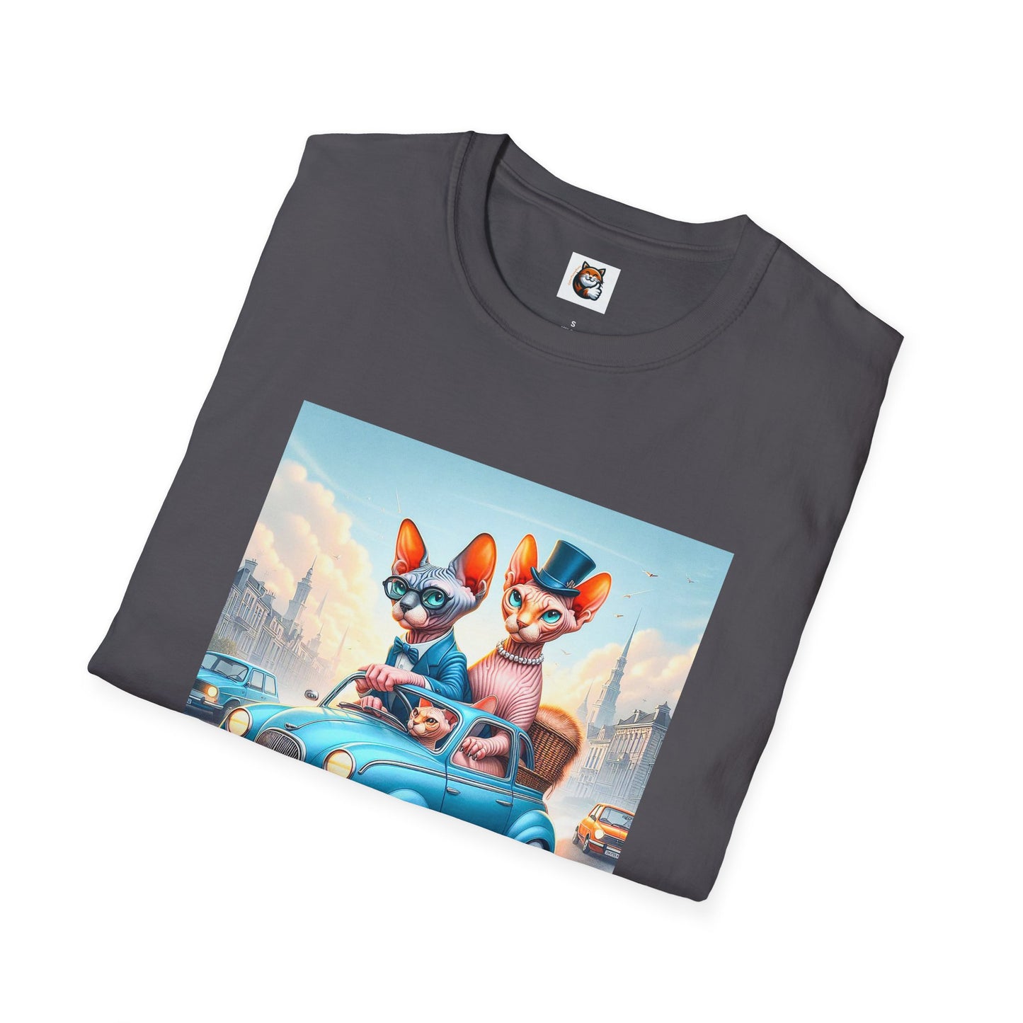 Wacky Sphynx Cat blue car
