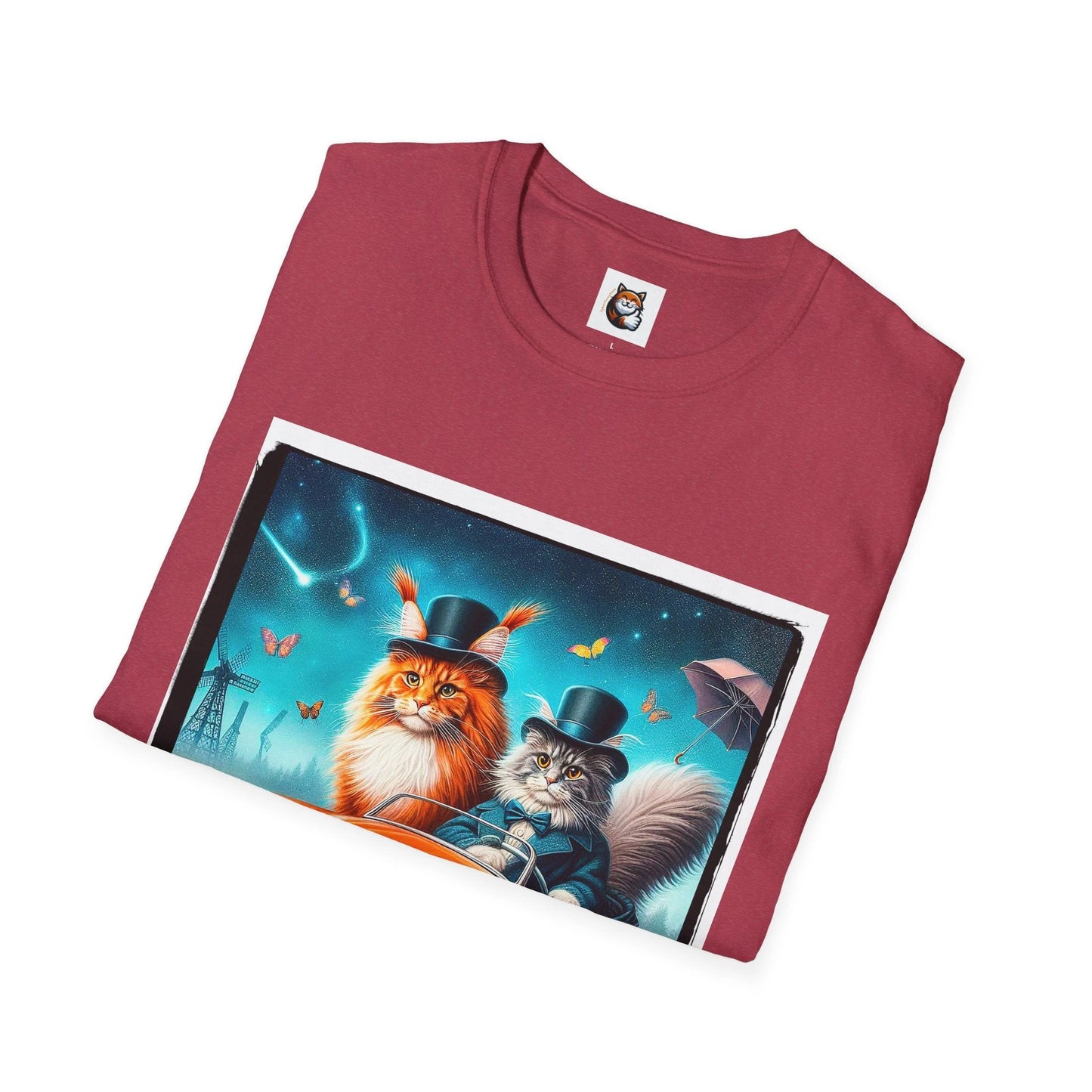 Maine Coon Lovers Unisex Softstyle T Shirt With Vintage Car Print Featuring Adorable Cats