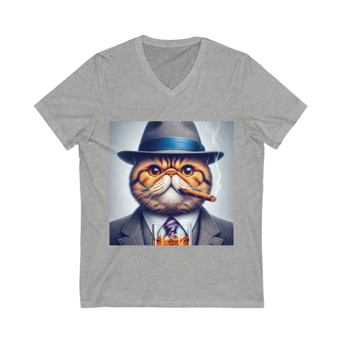 Exotic Shorthair Cat Unisex Jersey Short Sleeve V-Neck Tee