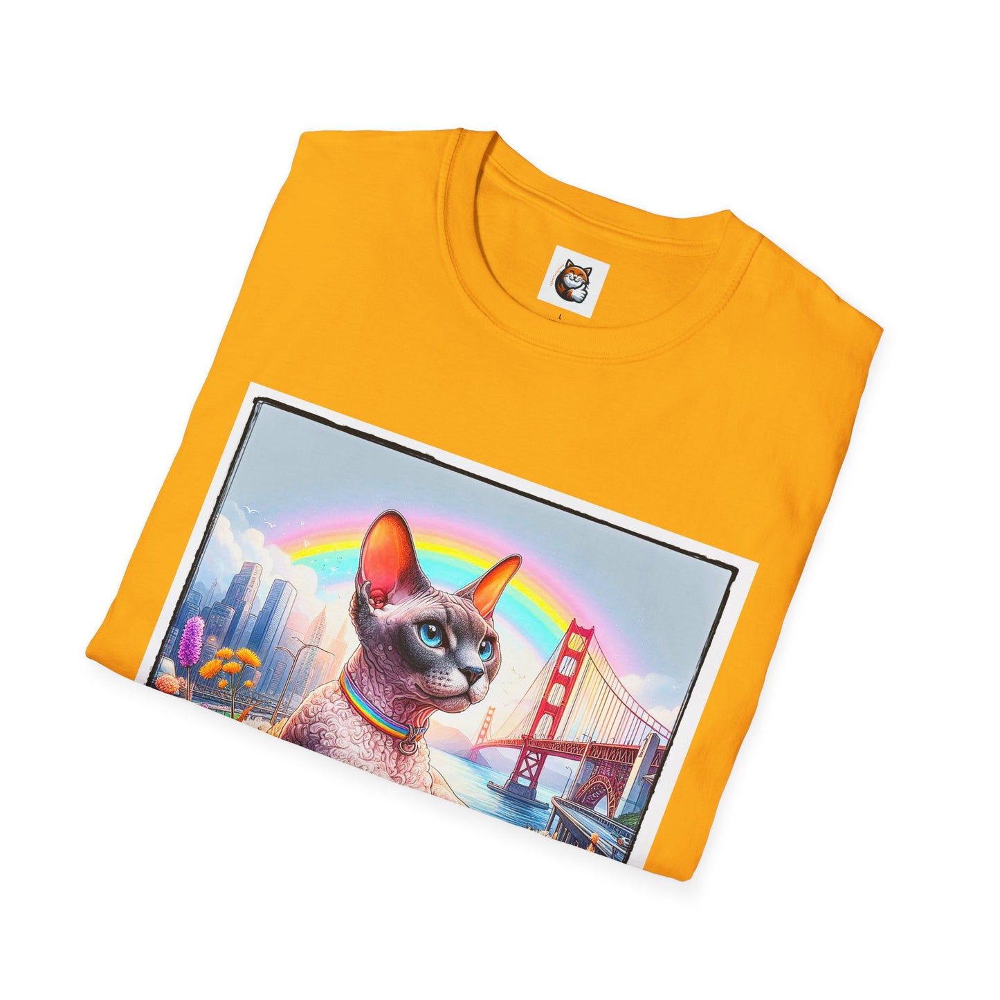 Devon Rex Cat rainbow Softstyle T-Shirt
