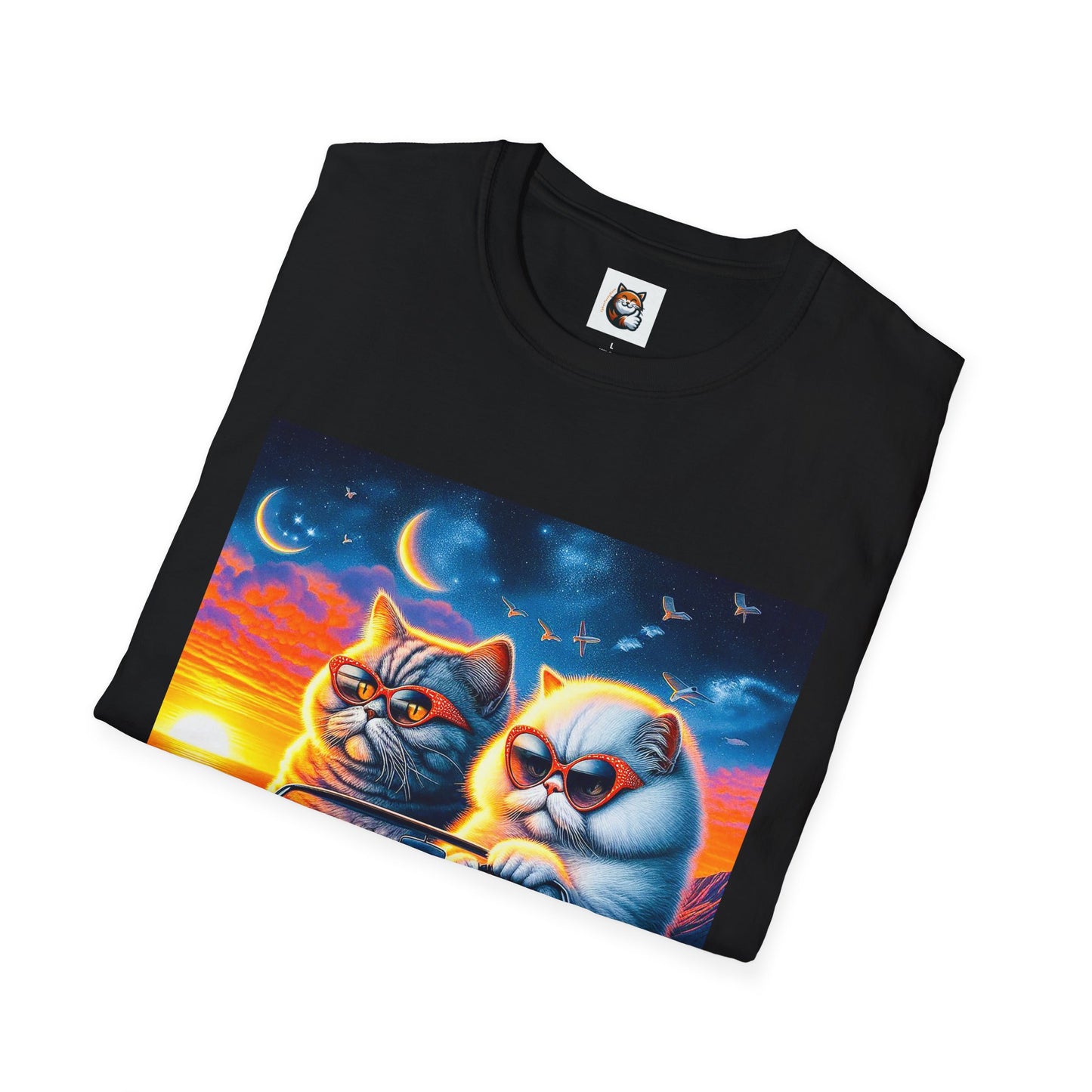 Selkirk Rex Cat T-Shirt sunset driving