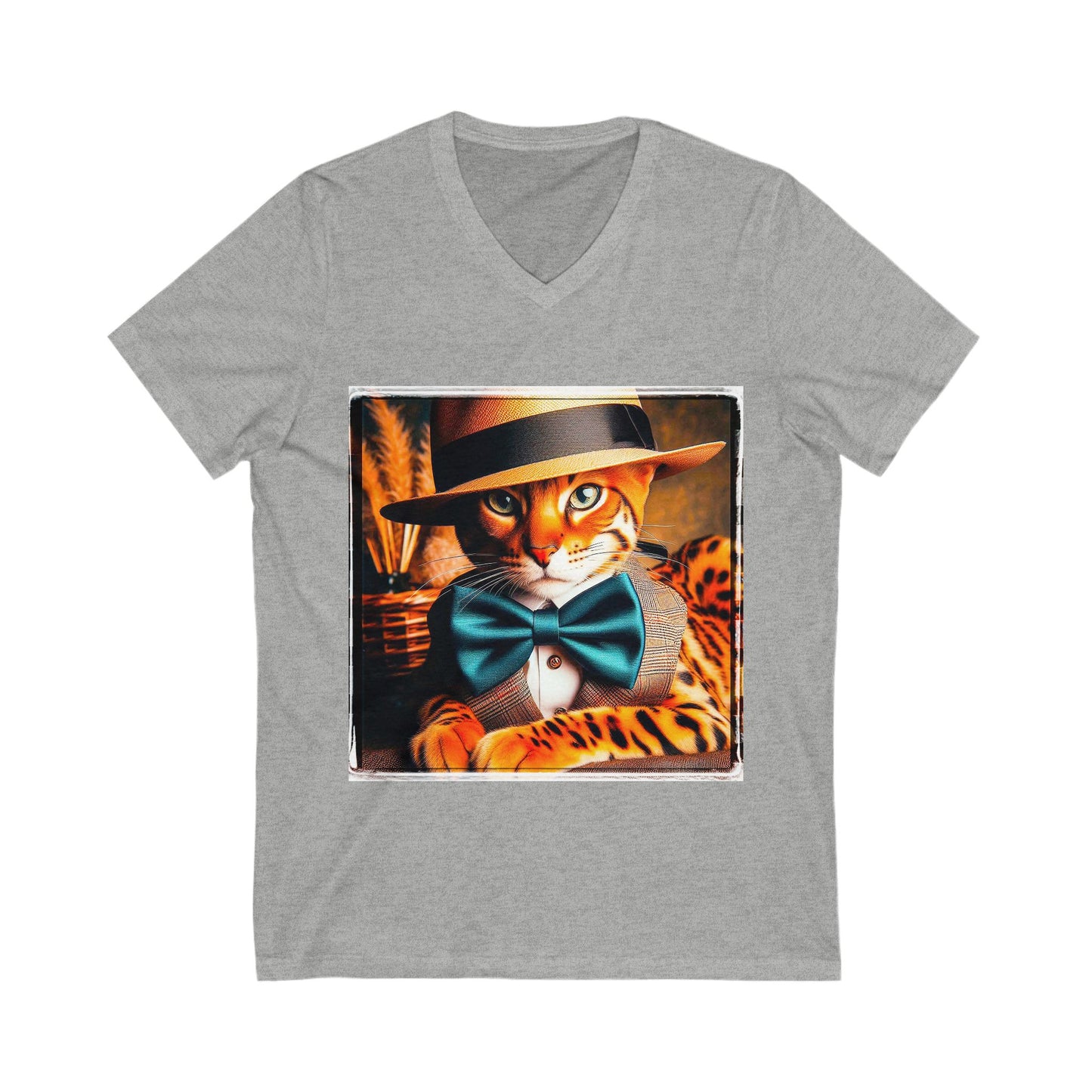 Bengal Unisex bow tie cutie Jersey Short Sleeve V-Neck Tee