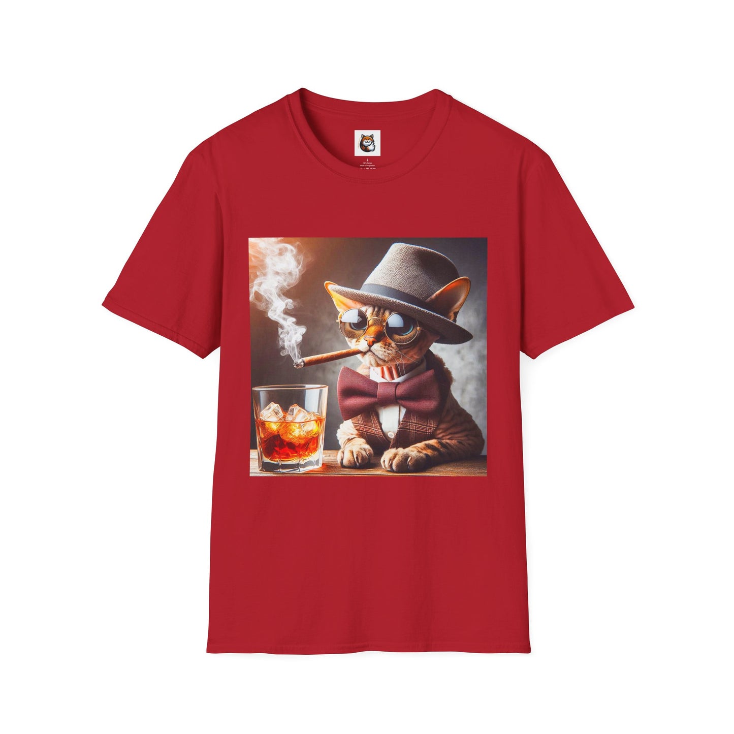 Devon Rex Cat whiskey drinker Softstyle T-Shirt
