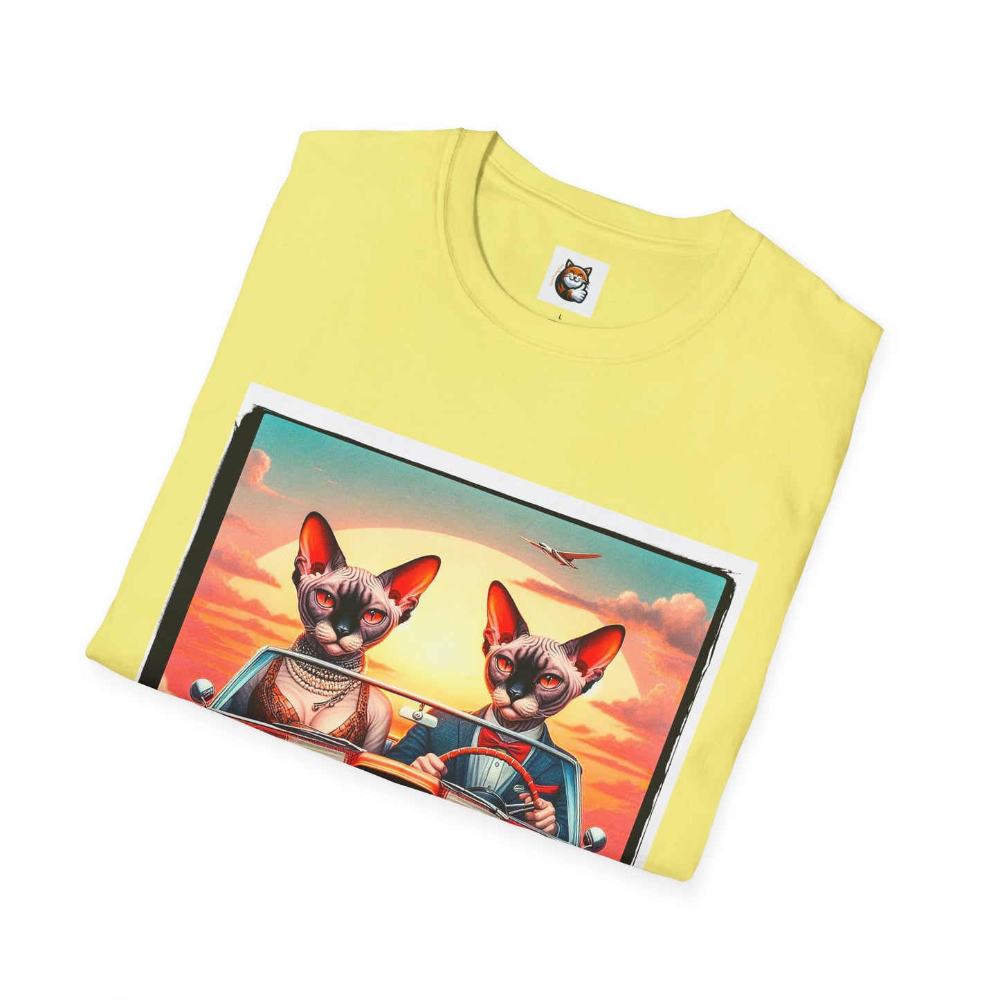 Wacky Devon Rex vintage car Unisex Softstyle T-Shirt