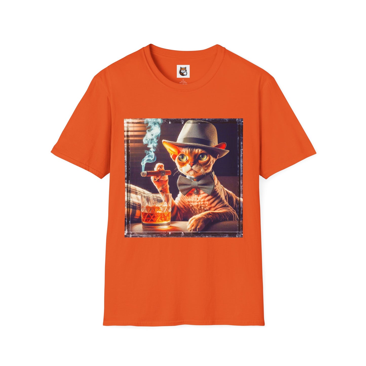 Devon Rex Cat whiskey drinker Softstyle T-Shirt