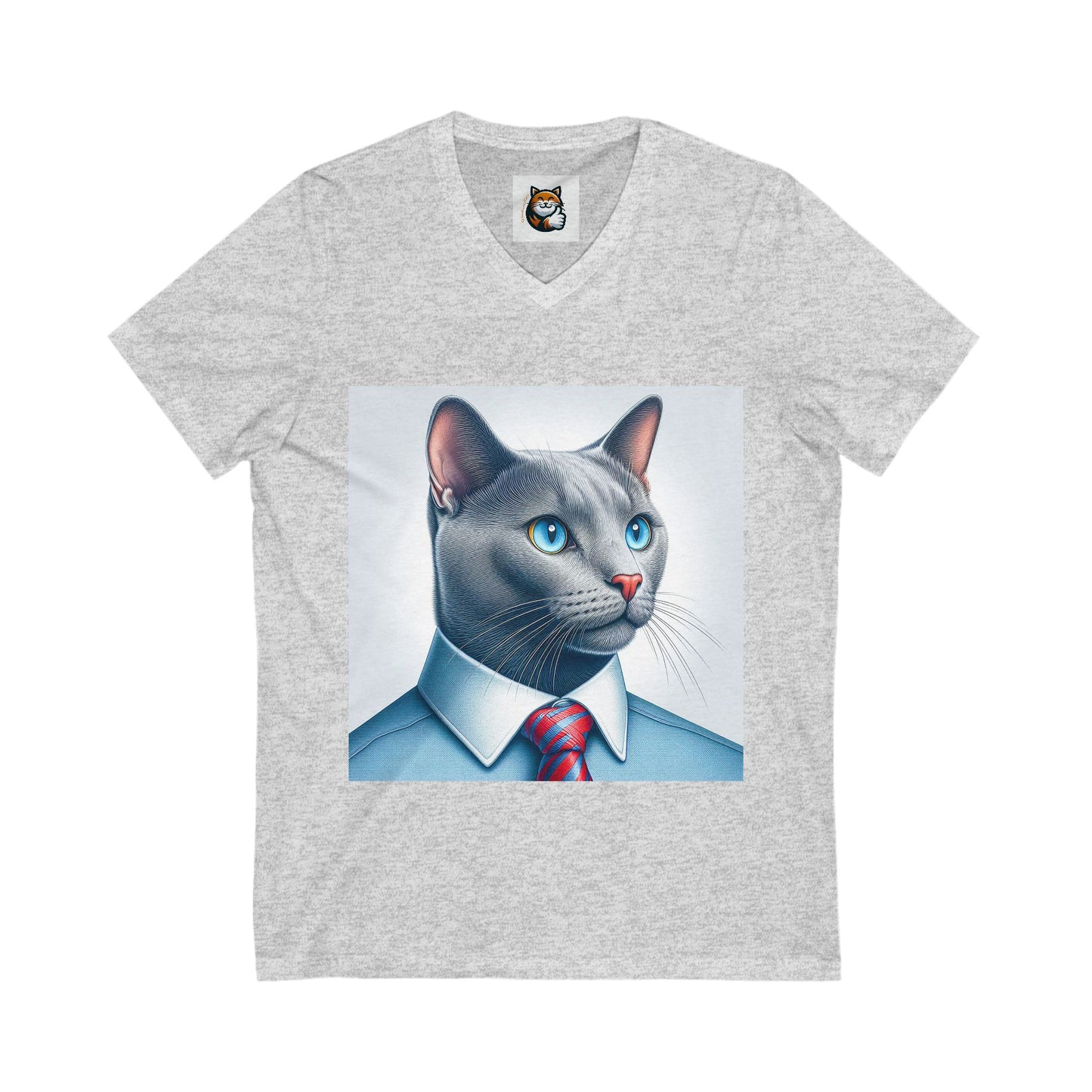 Russian Blue Cat Unisex Jersey Short Sleeve V-Neck Tee