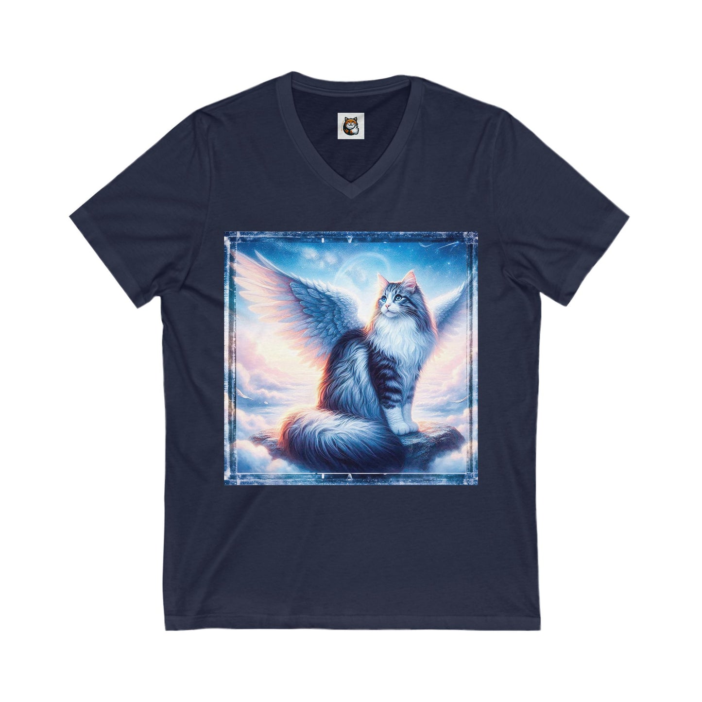 Norwegian Forest Cat Unisex Jersey Short Sleeve V-Neck Tee