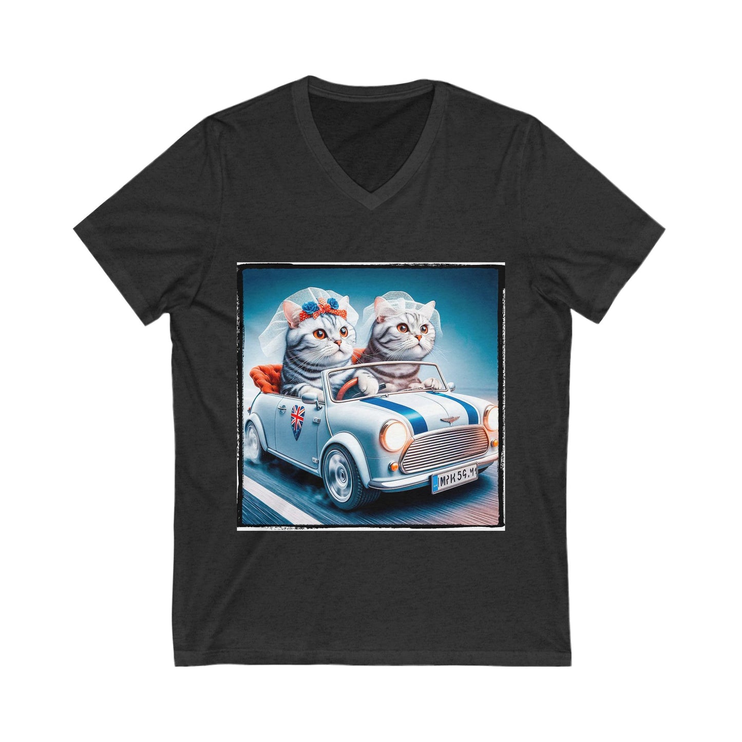 Wacky American Shorthair married couple Jersey Short Sleeve V-Neck Tee