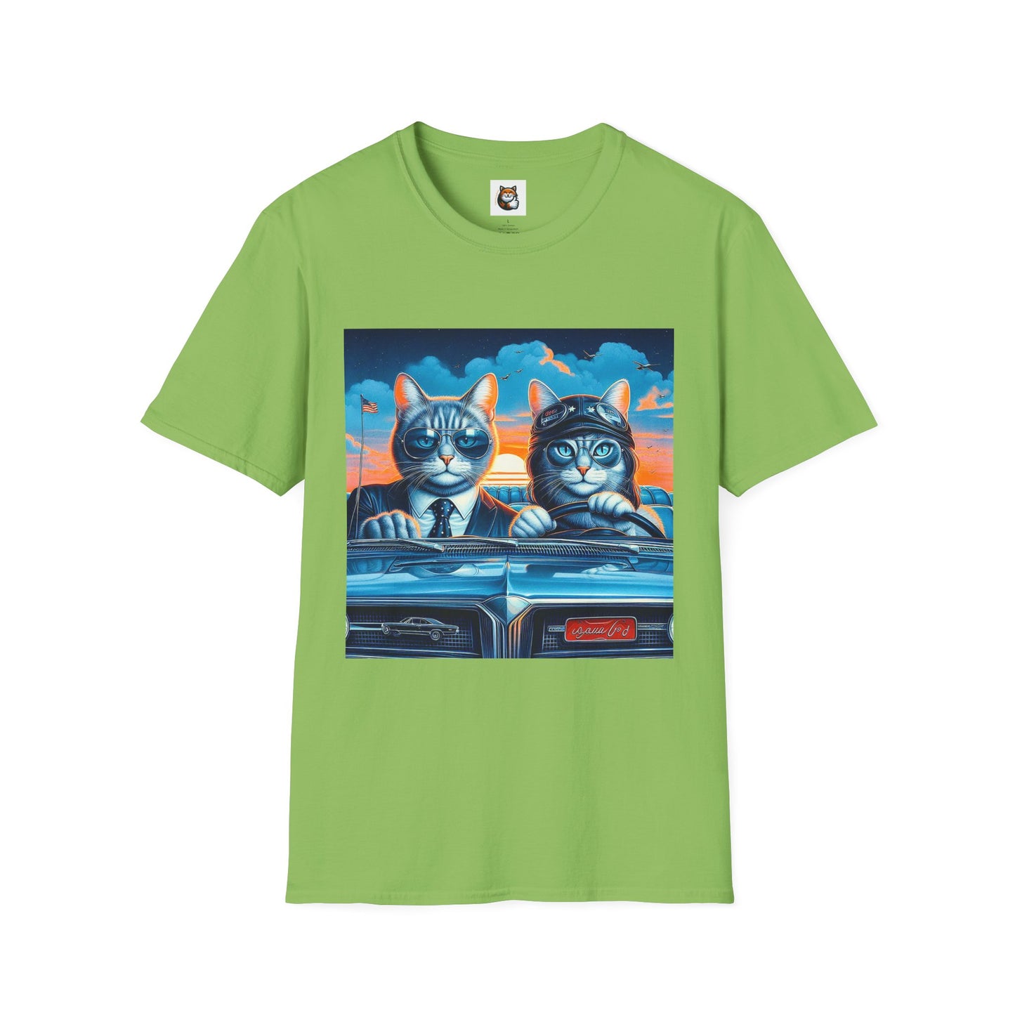 Wacky Russian Blue Cat cute couple driving T-Shirt