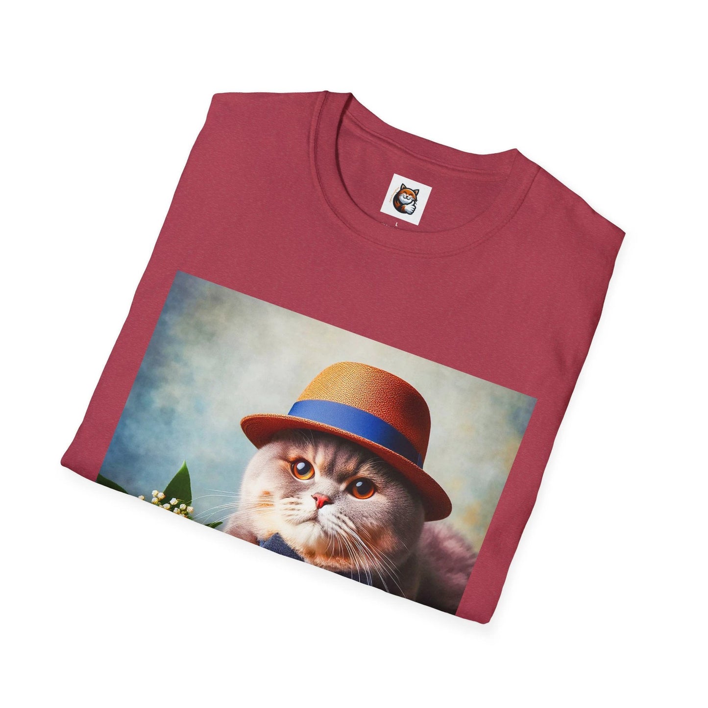 British Shorthair hat and bow Unisex Softstyle T-Shirt by Printify