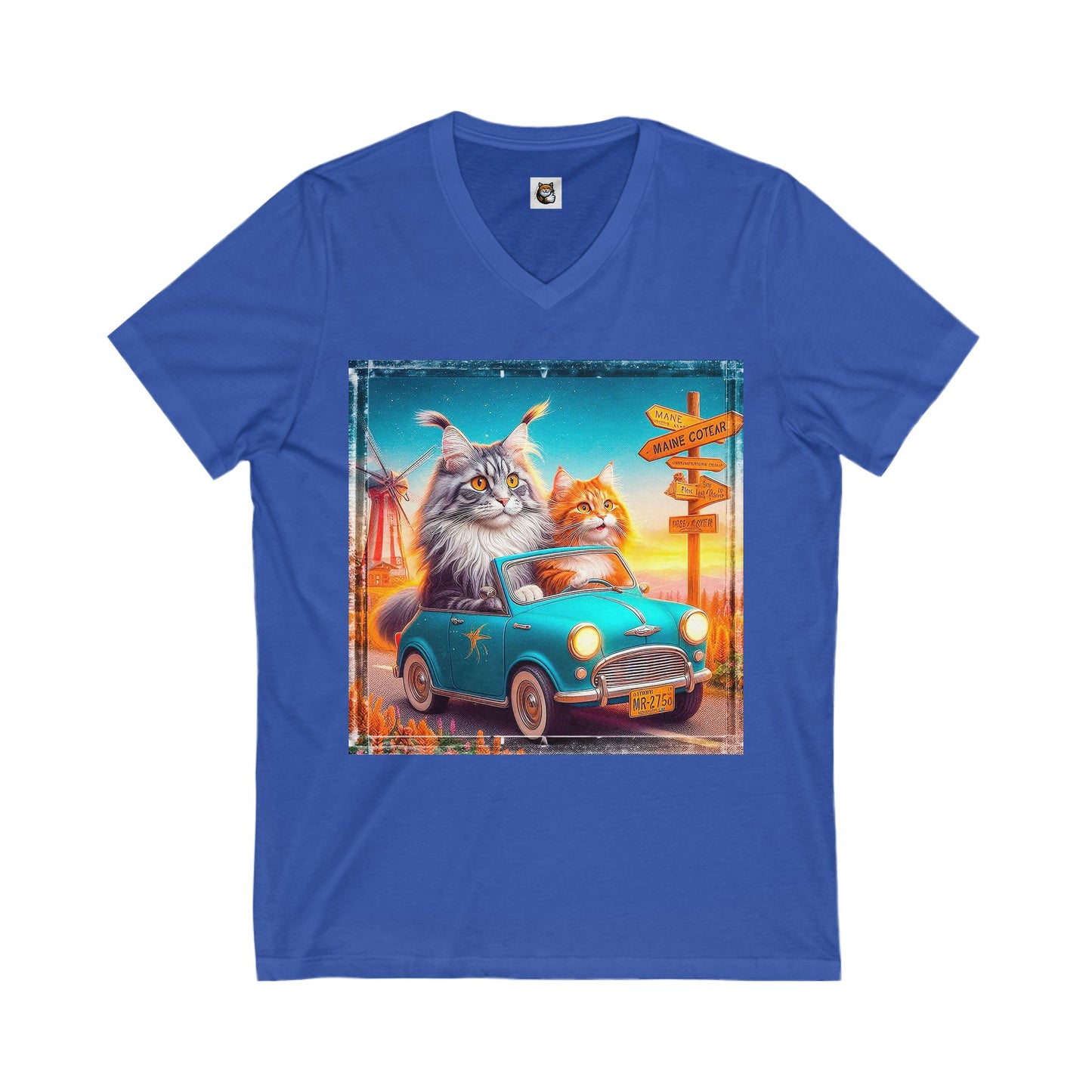 Wacky Maine Coon Unisex Jersey Short Sleeve V-Neck Tee