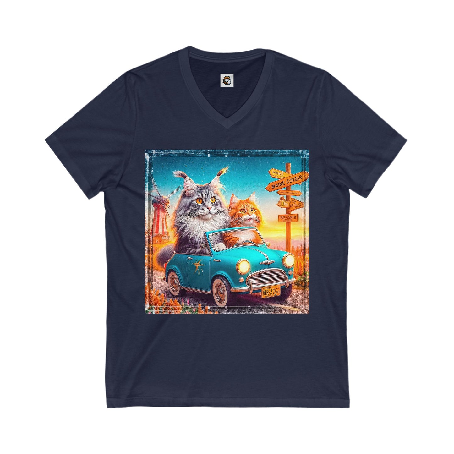 Wacky Maine Coon Unisex Jersey Short Sleeve V-Neck Tee