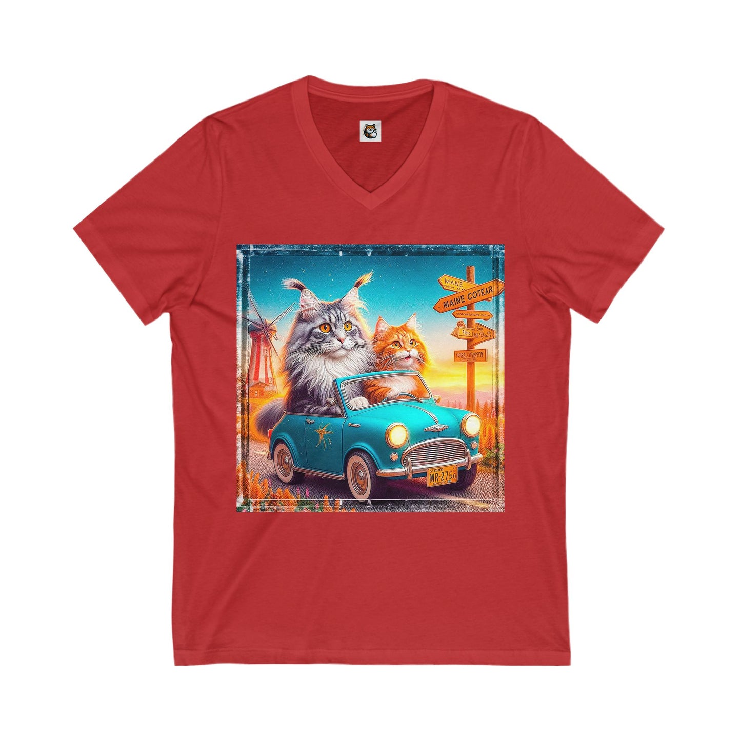 Wacky Maine Coon Unisex Jersey Short Sleeve V-Neck Tee