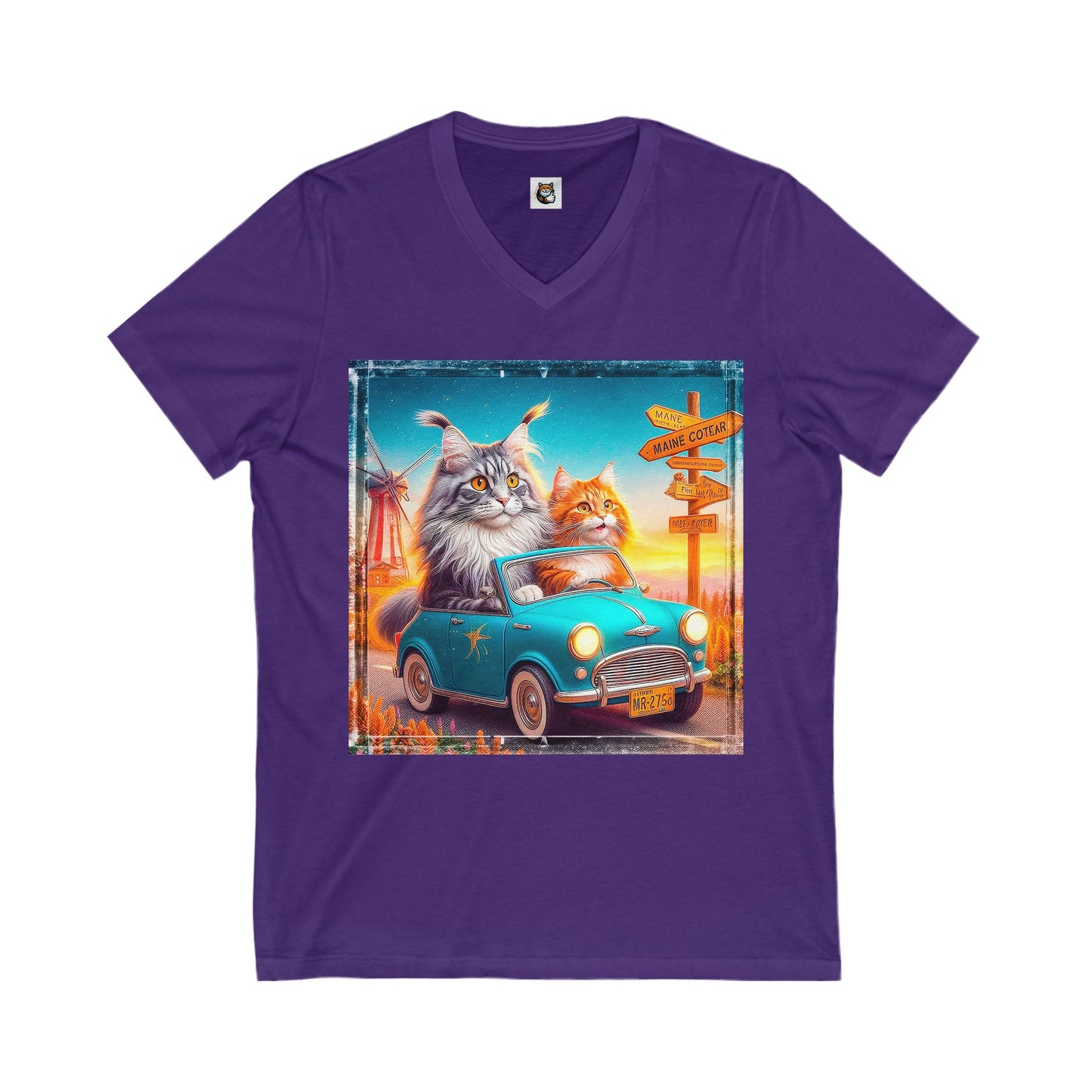Wacky Maine Coon Unisex Jersey Short Sleeve V-Neck Tee