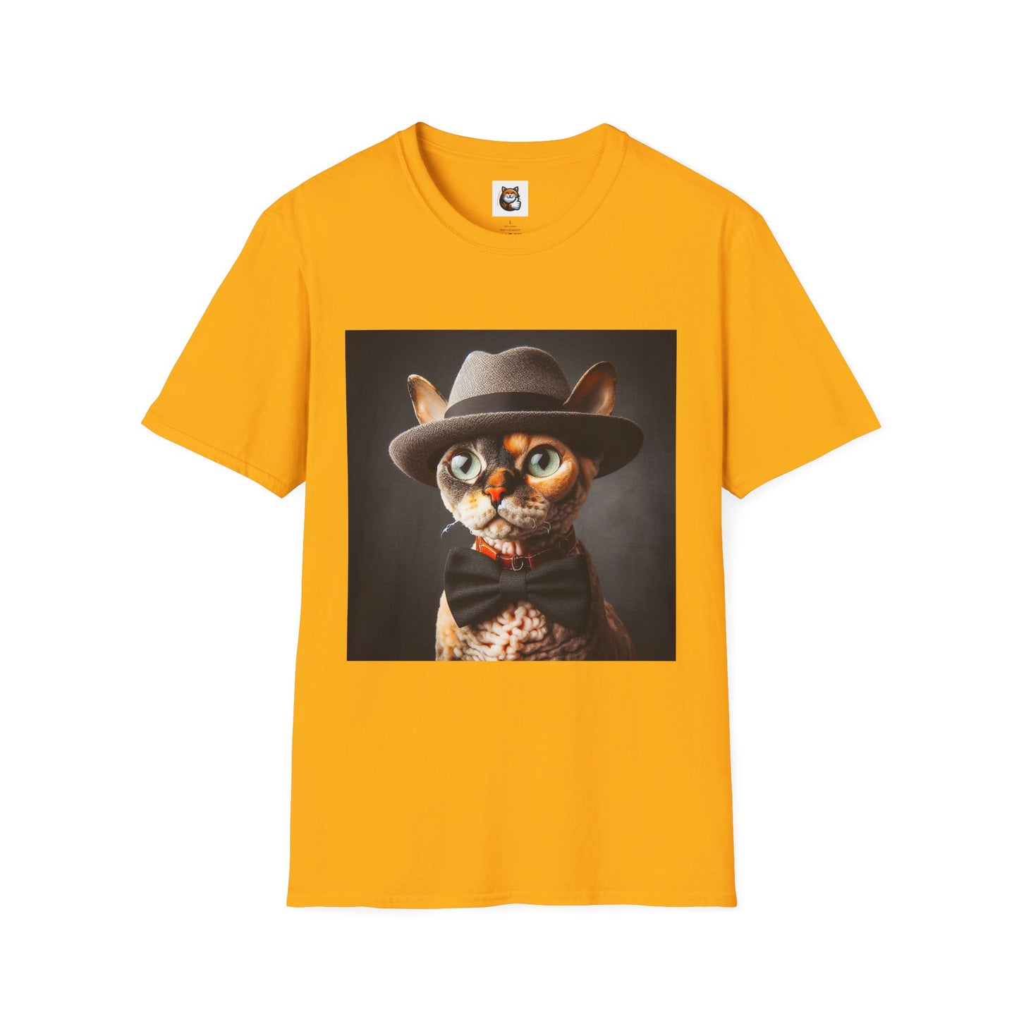 Devon Rex Cat hat and tie Softstyle T-Shirt