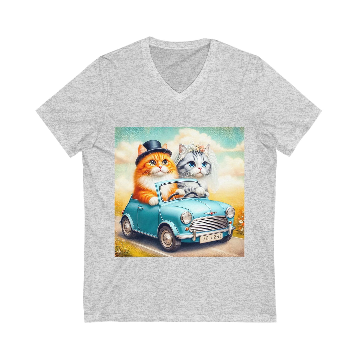 Wacky Domestic Cat Unisex Jersey Short Sleeve V-Neck Tee