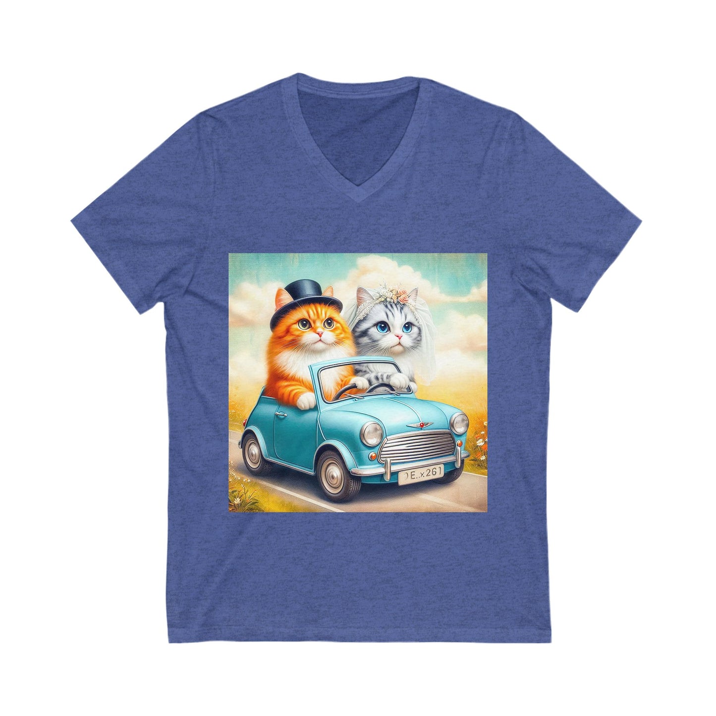 Wacky Domestic Cat Unisex Jersey Short Sleeve V-Neck Tee