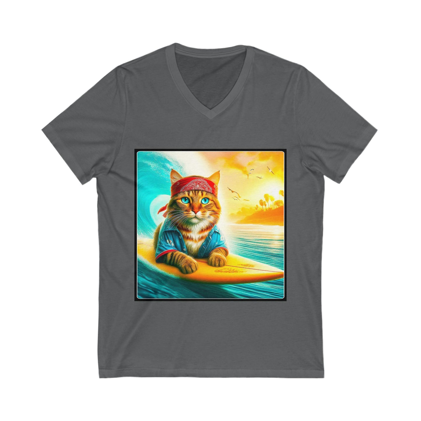 Domestic Cat hippie surfer V-Neck Tee