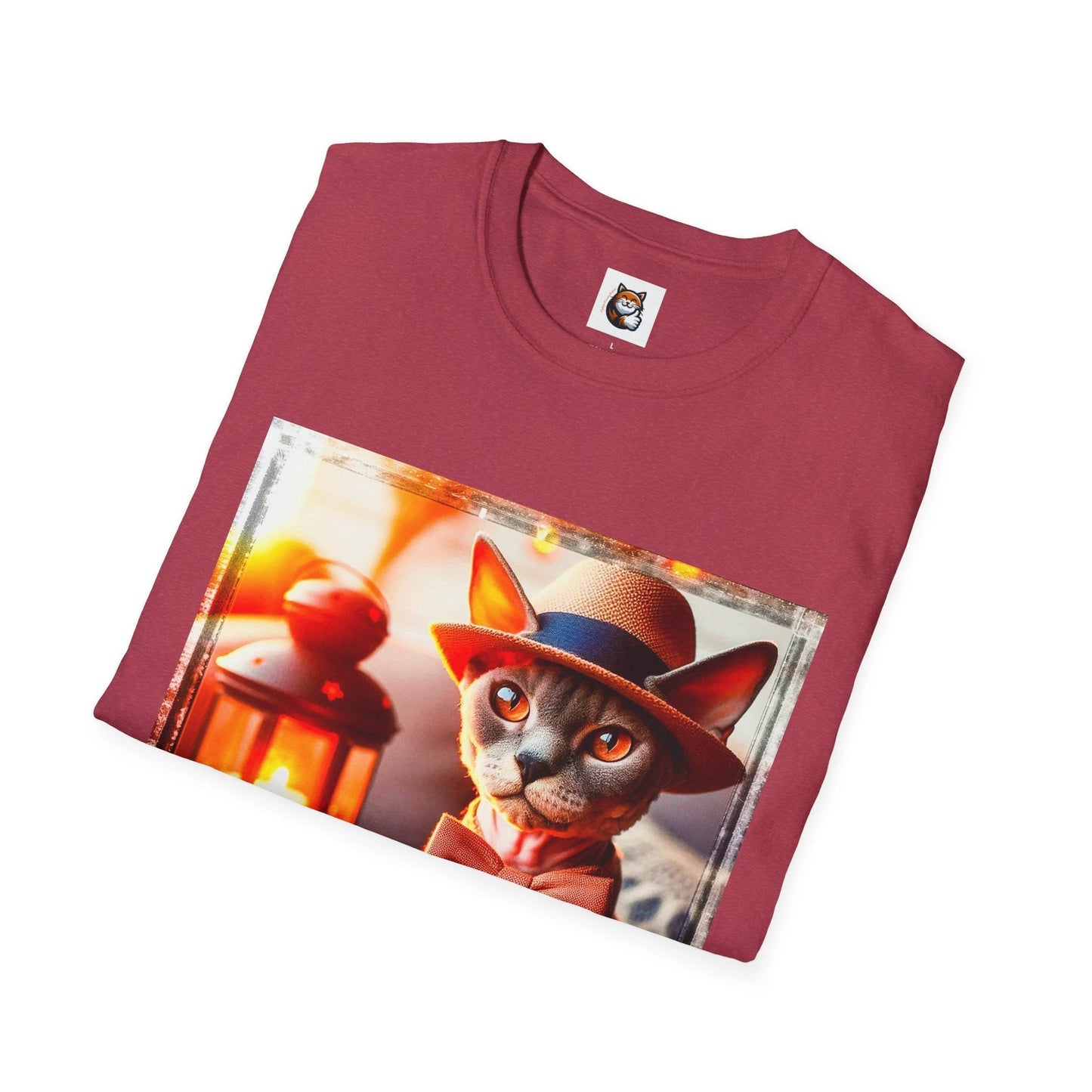 Devon Rex Cat hat and tie Softstyle T-Shirt by Printify