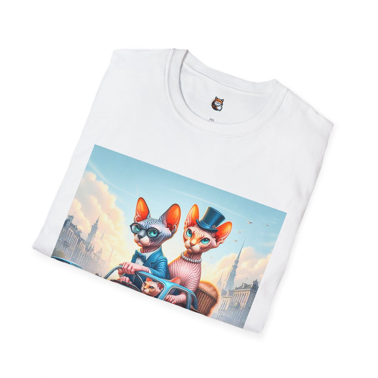 Wacky Sphynx Cat blue car