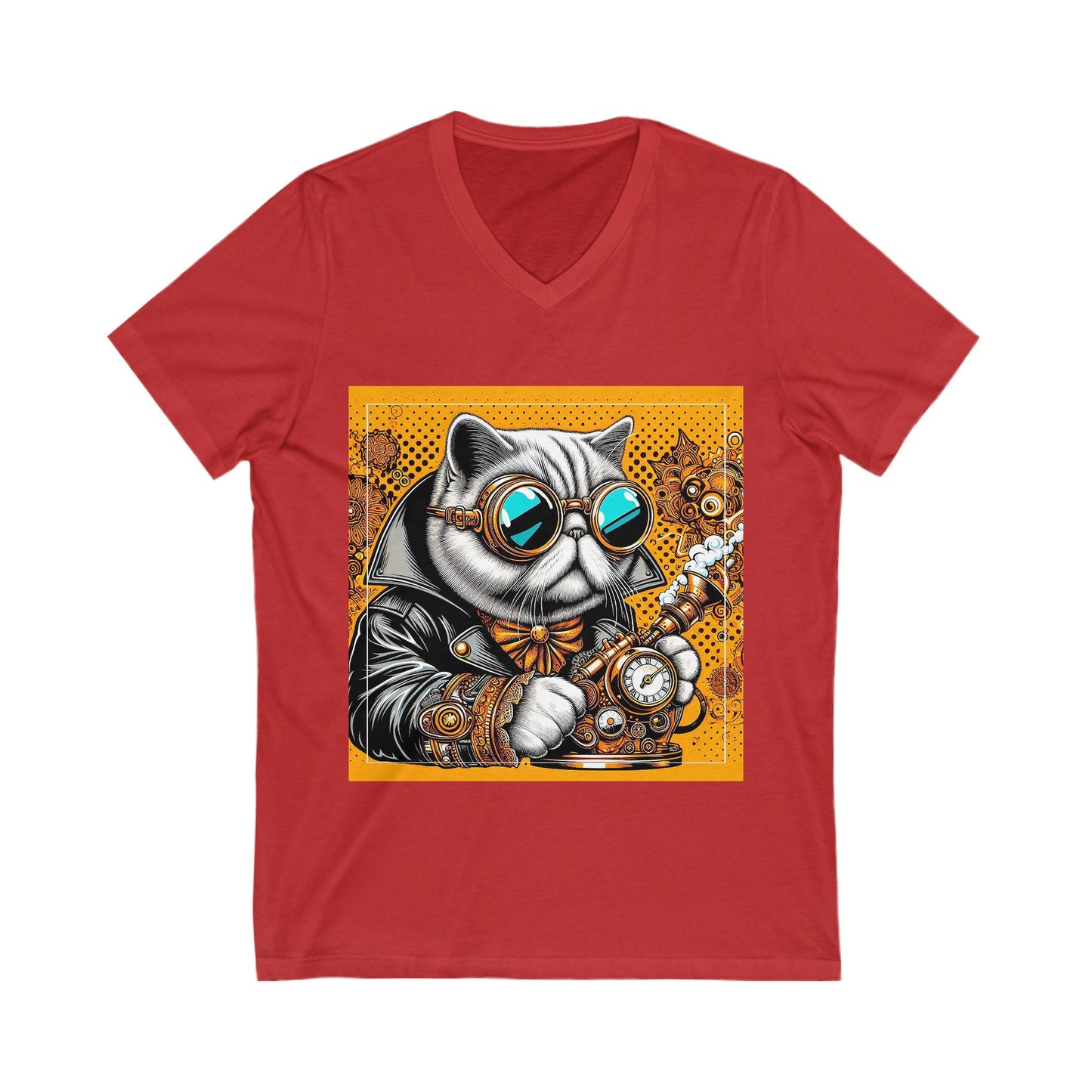 Exotic Shorthair Cat Unisex Jersey Short Sleeve V-Neck Tee