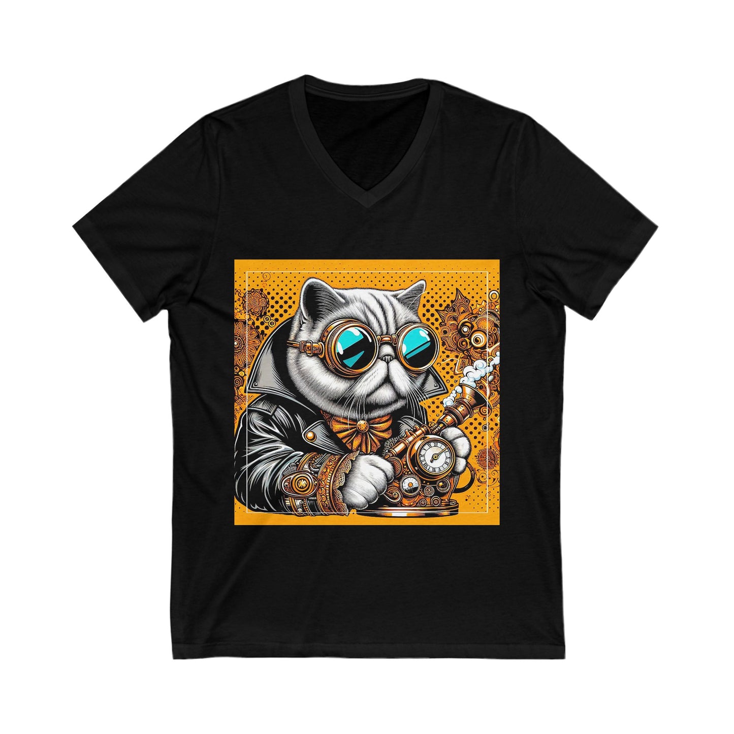 Exotic Shorthair Cat Unisex Jersey Short Sleeve V-Neck Tee