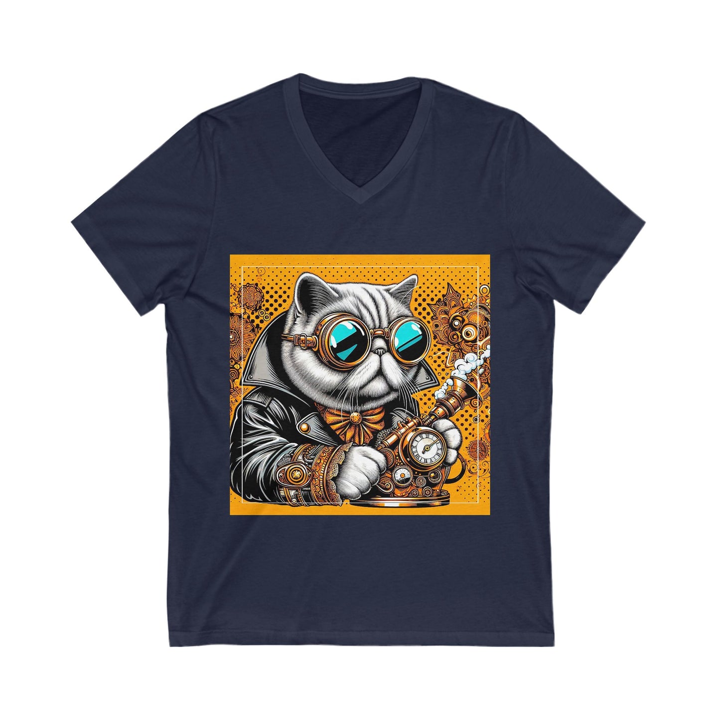 Exotic Shorthair Cat Unisex Jersey Short Sleeve V-Neck Tee