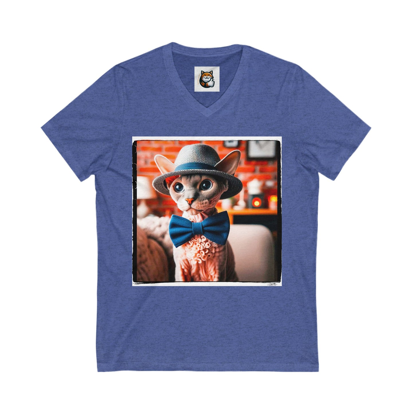 Devon Rex Cat Unisex Jersey Short Sleeve V-Neck Tee