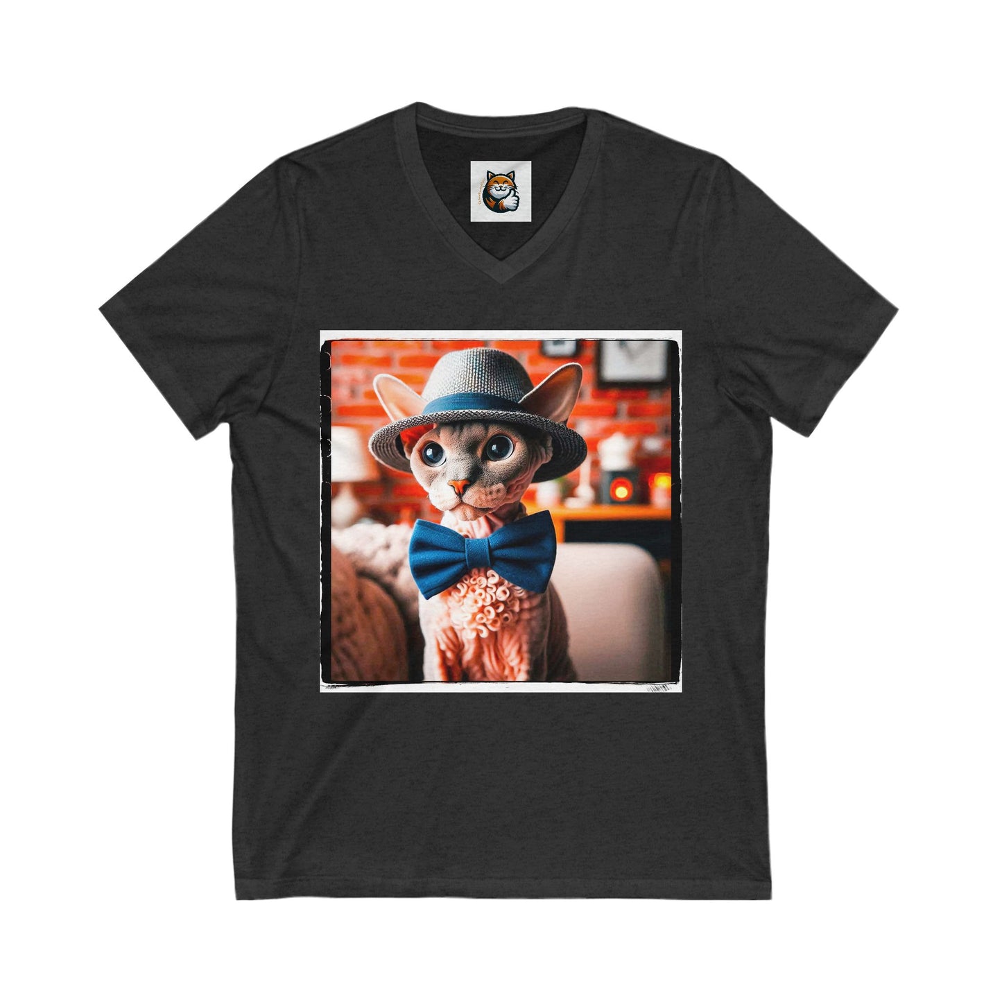 Devon Rex Cat Unisex Jersey Short Sleeve V-Neck Tee