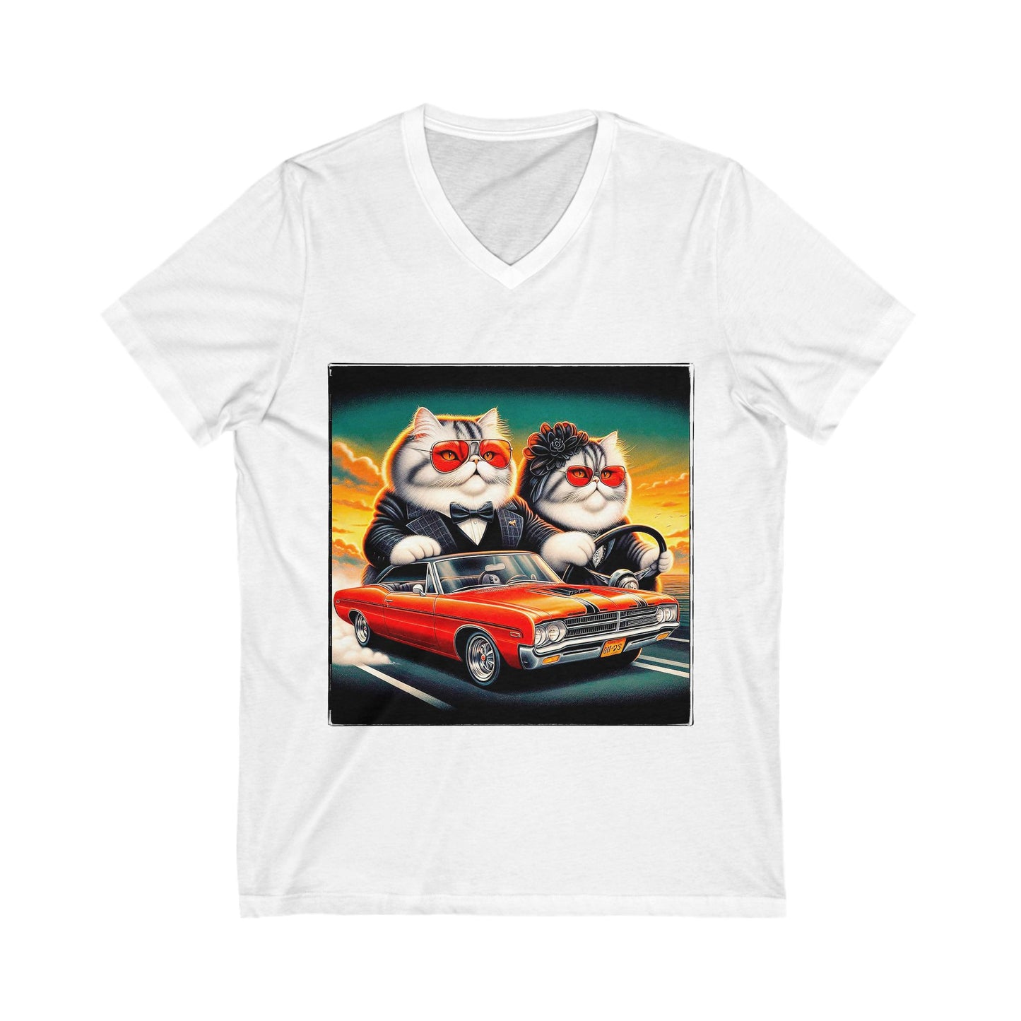 Wacky Exotic Shorthair Cat Unisex Jersey Short Sleeve V-Neck Tee