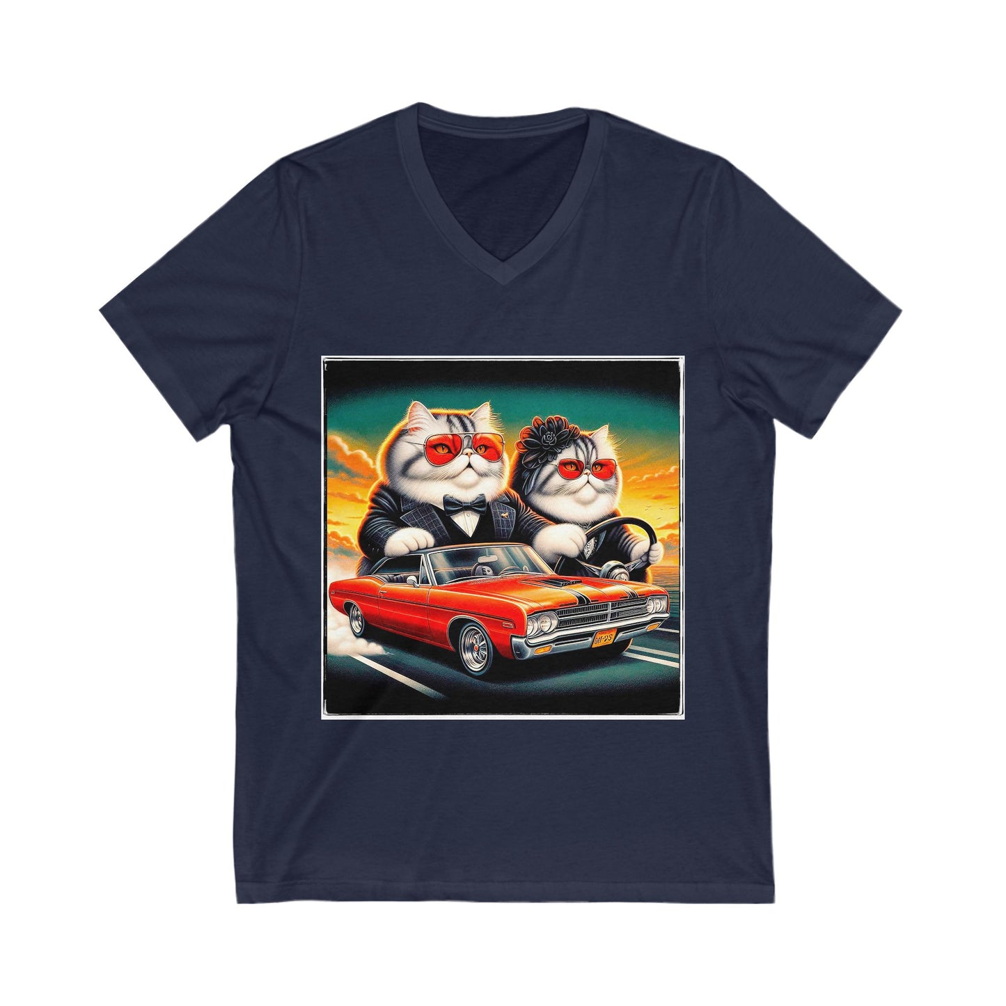 Wacky Exotic Shorthair Cat Unisex Jersey Short Sleeve V-Neck Tee