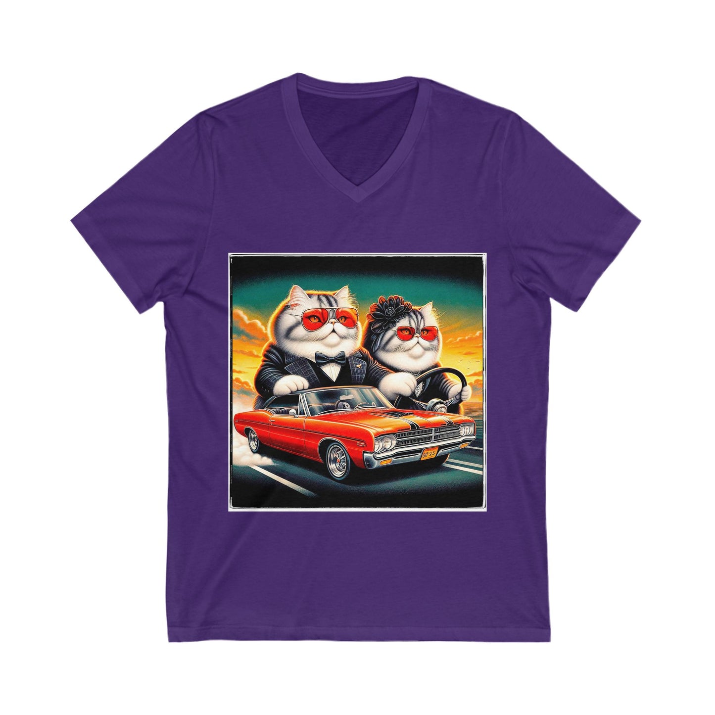 Wacky Exotic Shorthair Cat Unisex Jersey Short Sleeve V-Neck Tee