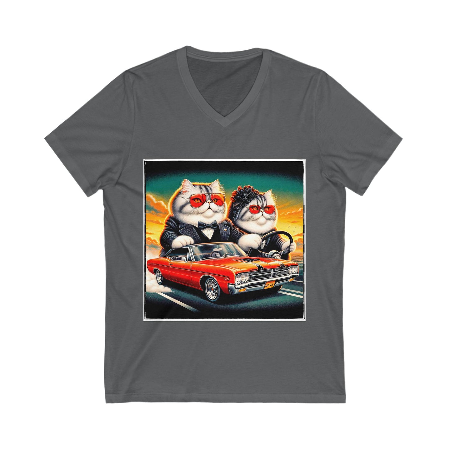 Wacky Exotic Shorthair Cat Unisex Jersey Short Sleeve V-Neck Tee