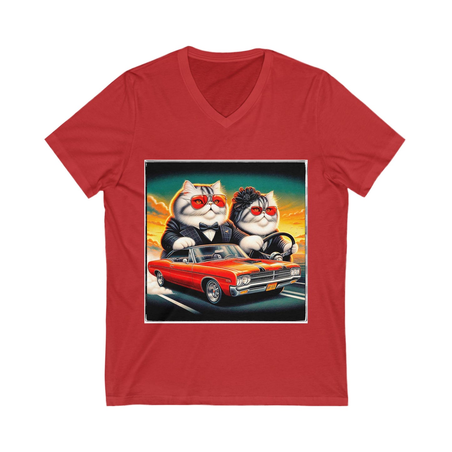 Wacky Exotic Shorthair Cat Unisex Jersey Short Sleeve V-Neck Tee