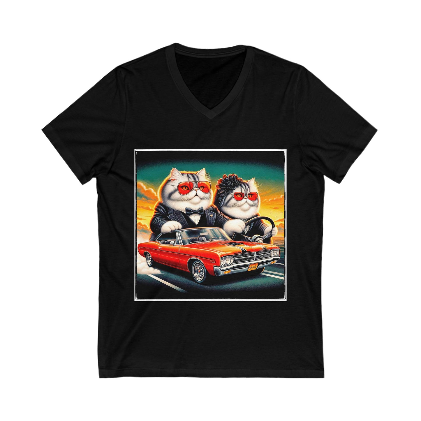 Wacky Exotic Shorthair Cat Unisex Jersey Short Sleeve V-Neck Tee