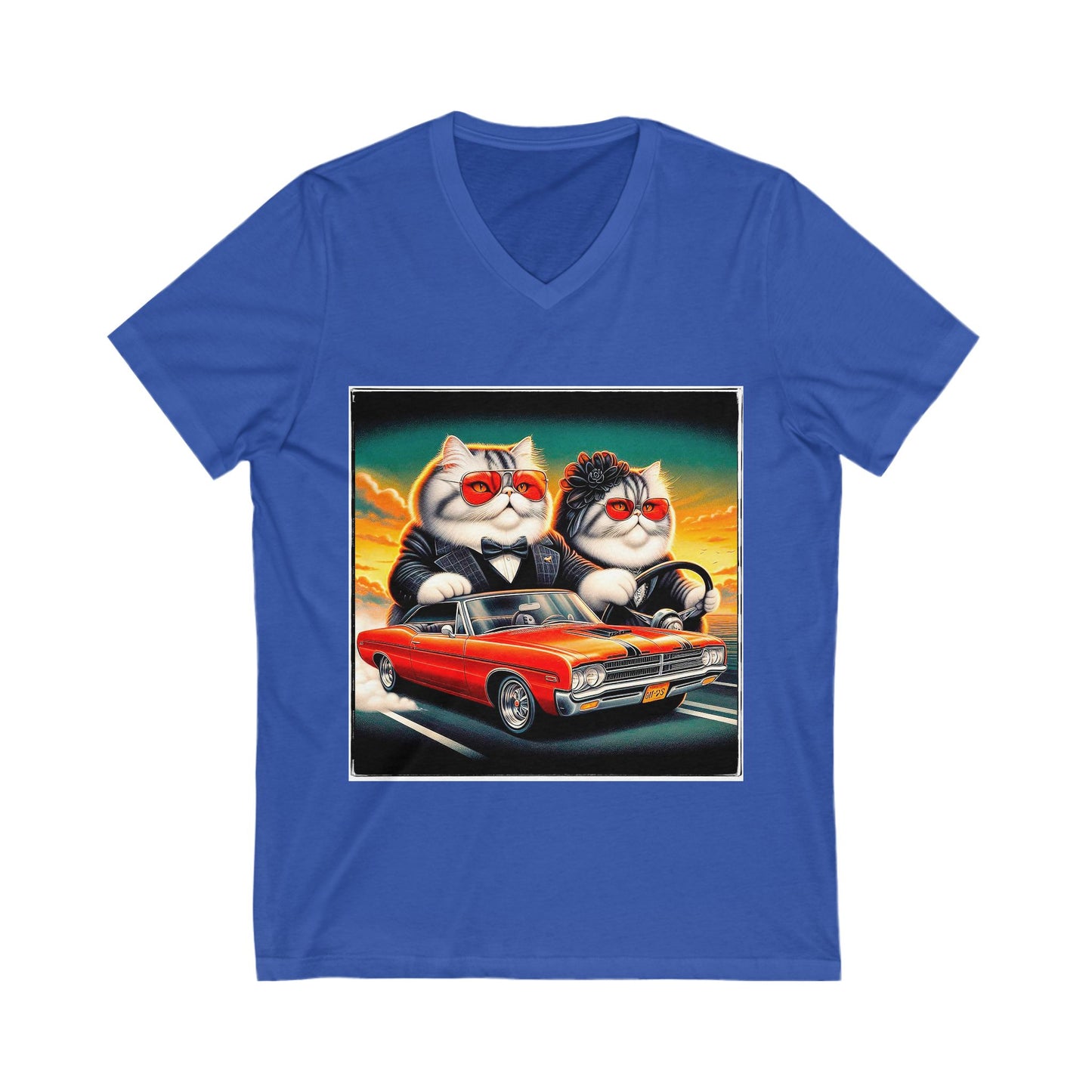 Wacky Exotic Shorthair Cat Unisex Jersey Short Sleeve V-Neck Tee