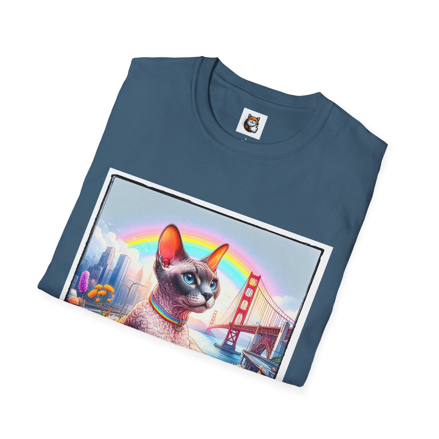 Devon Rex Cat rainbow Softstyle T-Shirt