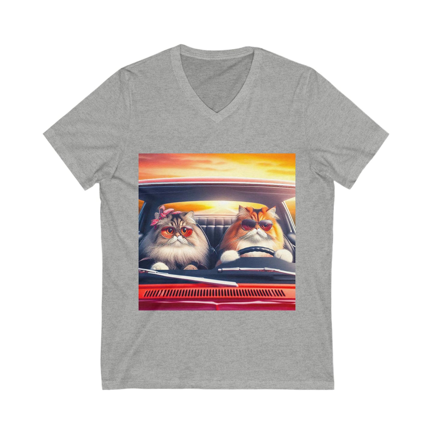 Wacky Persian Cat Unisex Jersey Short Sleeve V-Neck Tee