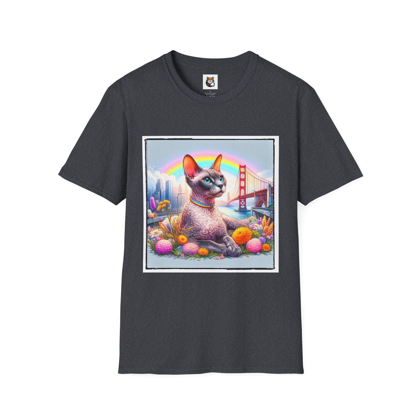 Devon Rex Cat rainbow Softstyle T-Shirt