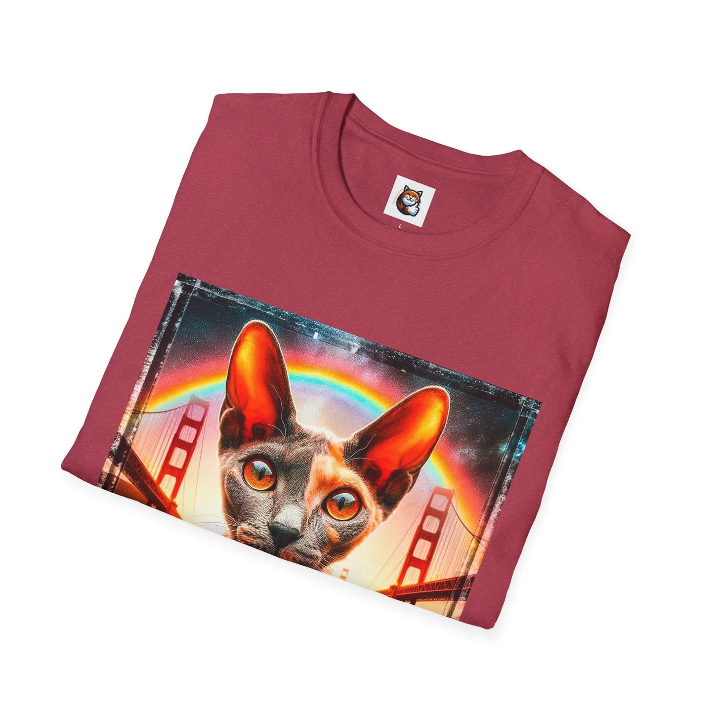 Cornish Rex Cat rainbow bridge T-Shirt by Printify