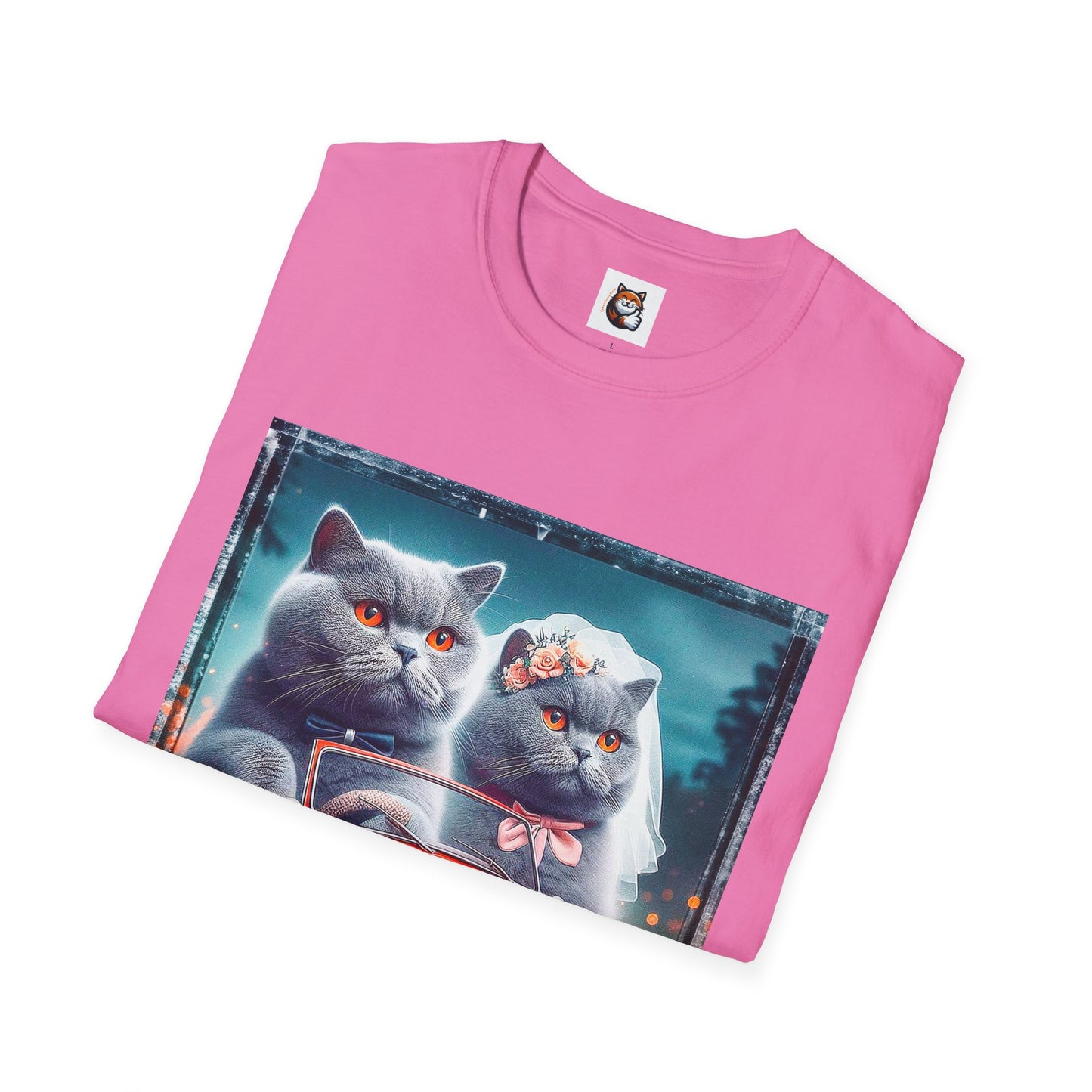 Wacky British Shorthair tiny red car Softstyle T-Shirt